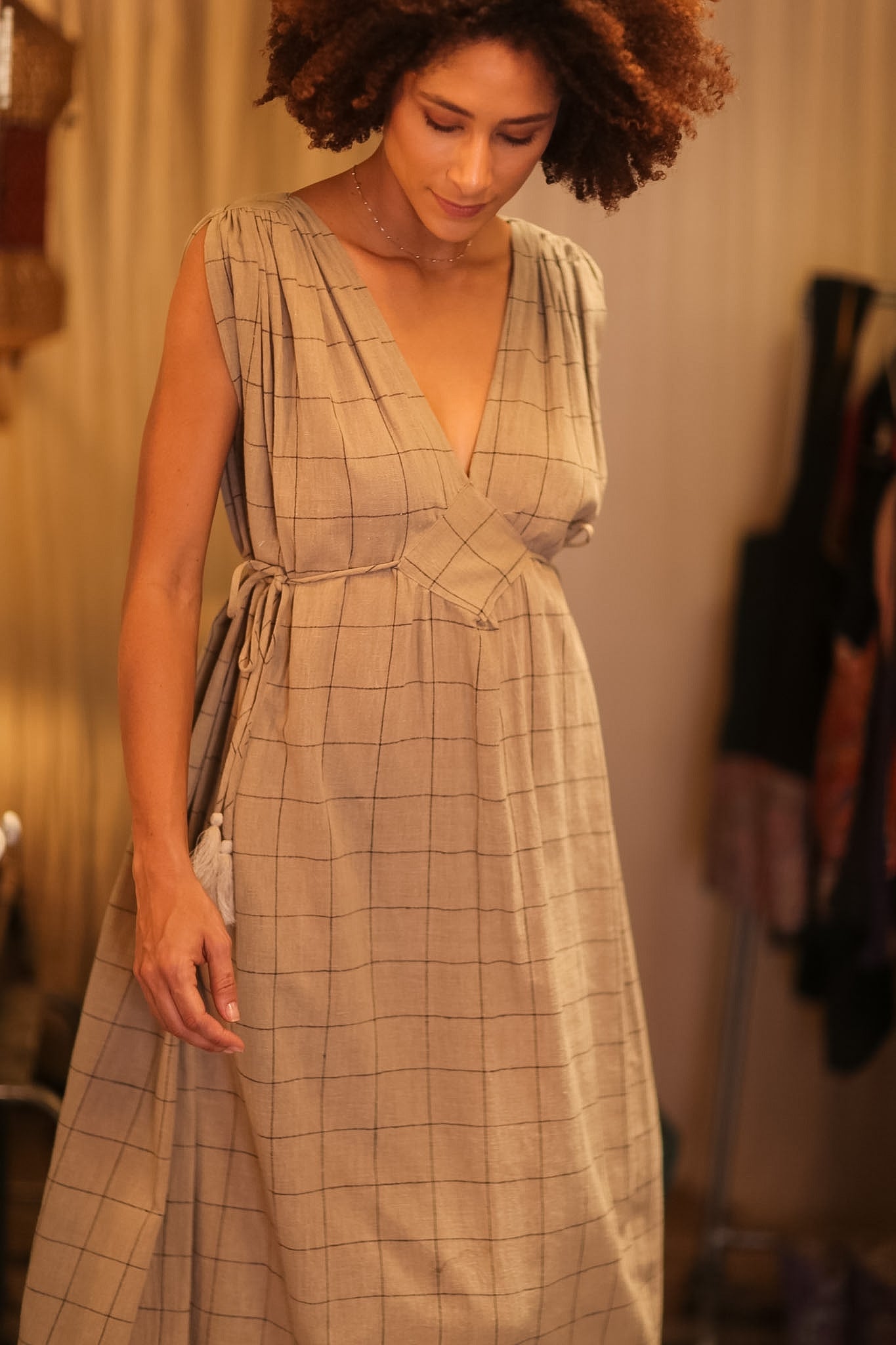 ORGANIC HANDWOVEN COTTON DRESS VICTORIA - BANGKOK TAILOR CLOTHING STORE - HANDMADE CLOTHING