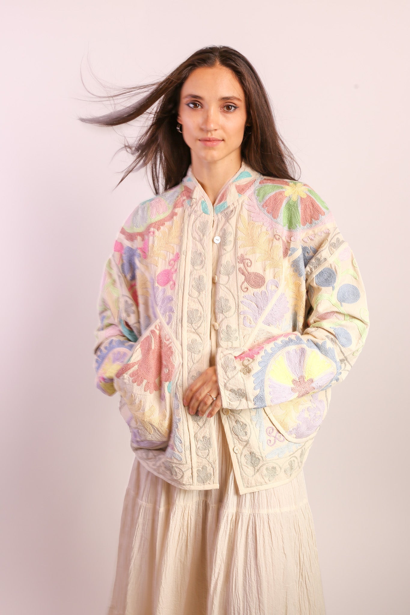 PASTEL COLOR KANTHA JACKET TILO - BANGKOK TAILOR CLOTHING STORE - HANDMADE CLOTHING