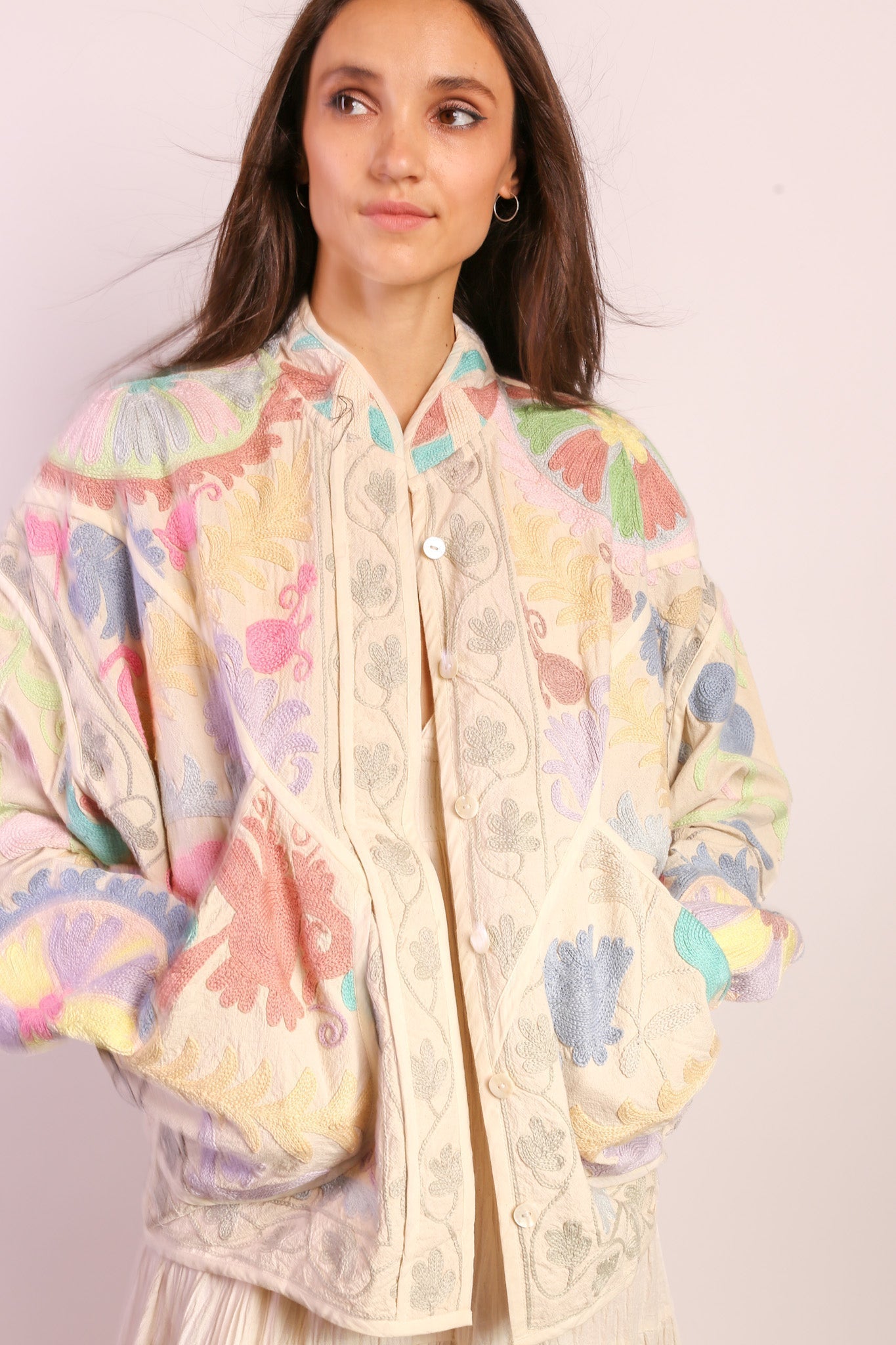 PASTEL COLOR KANTHA JACKET TILO - BANGKOK TAILOR CLOTHING STORE - HANDMADE CLOTHING