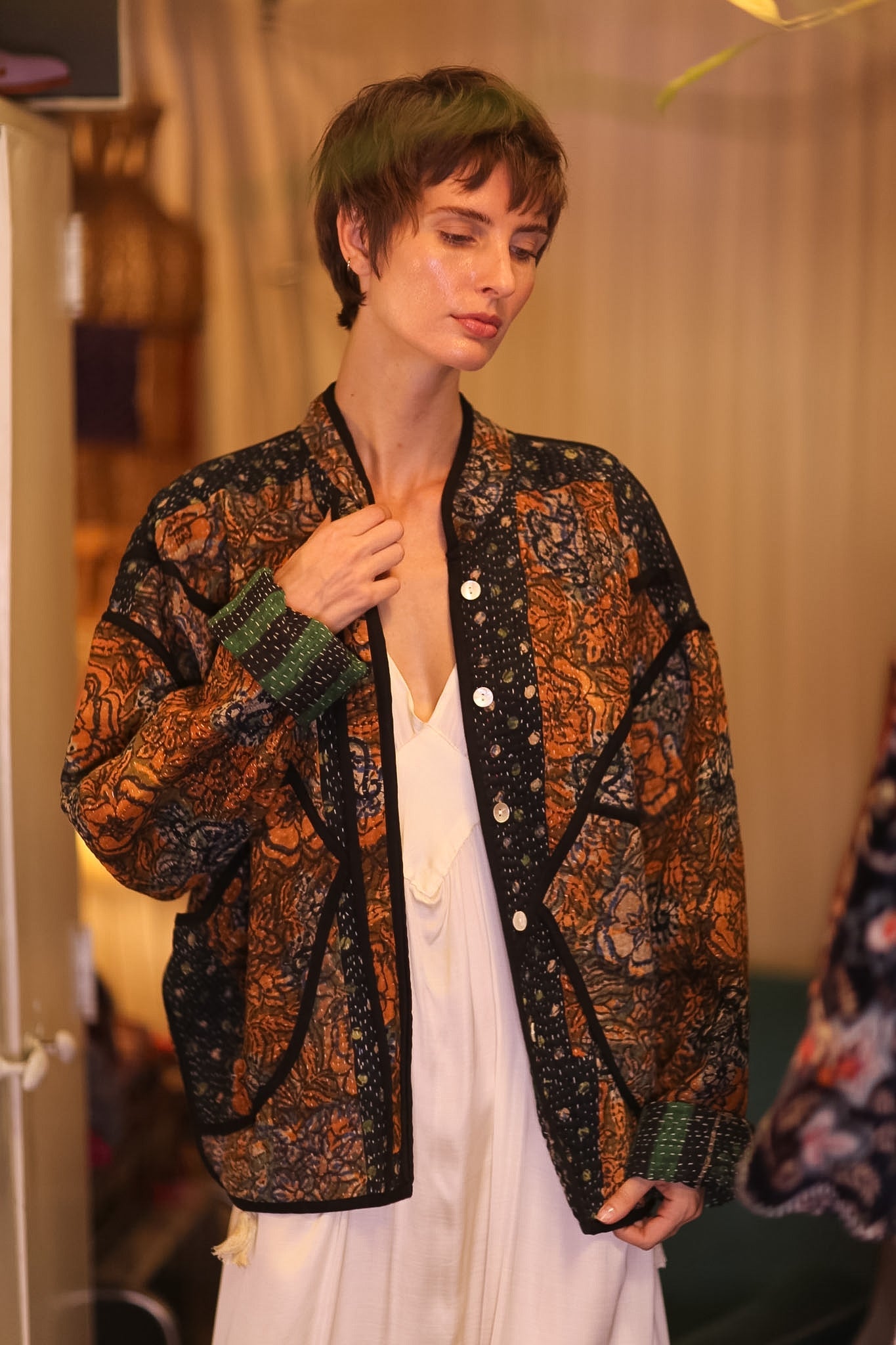 PATCHWORK KANTHA JACKET MOSAIC - BANGKOK TAILOR CLOTHING STORE - HANDMADE CLOTHING