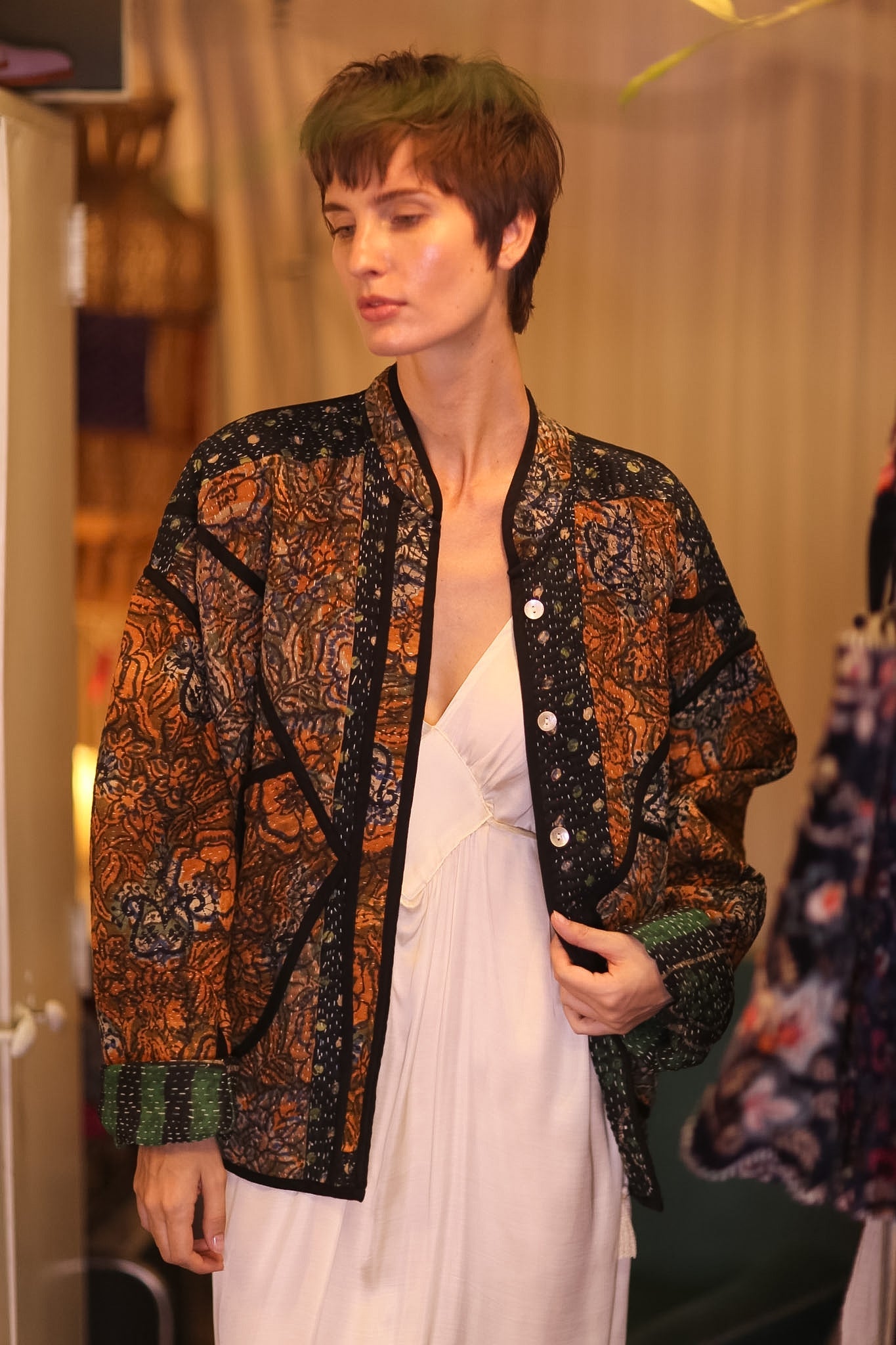 PATCHWORK KANTHA JACKET MOSAIC - BANGKOK TAILOR CLOTHING STORE - HANDMADE CLOTHING