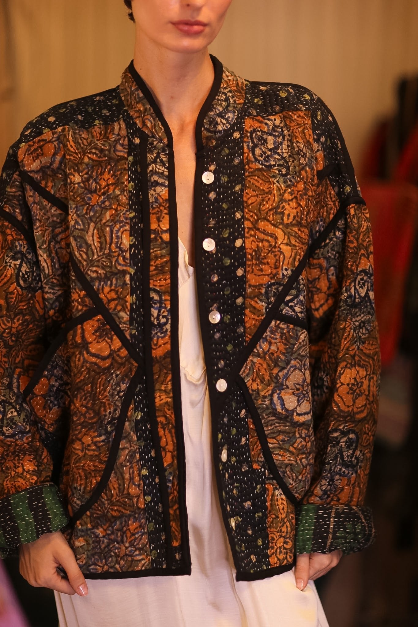 PATCHWORK KANTHA JACKET MOSAIC - BANGKOK TAILOR CLOTHING STORE - HANDMADE CLOTHING