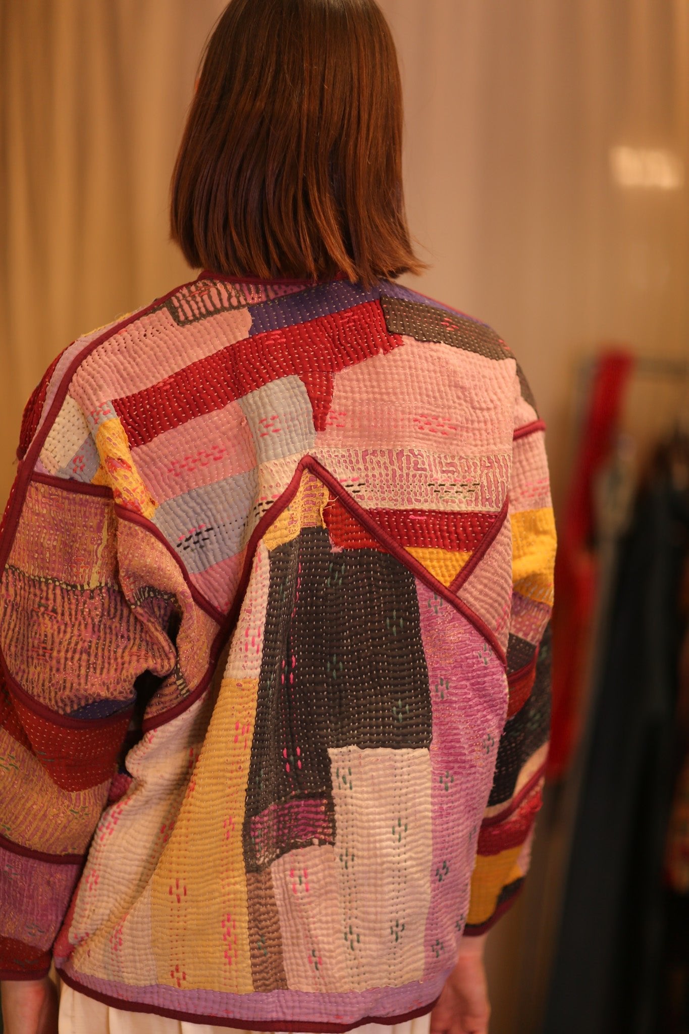 PATCHWORK PATTERN KANTHA JACKET ARPITASINGH - BANGKOK TAILOR CLOTHING STORE - HANDMADE CLOTHING