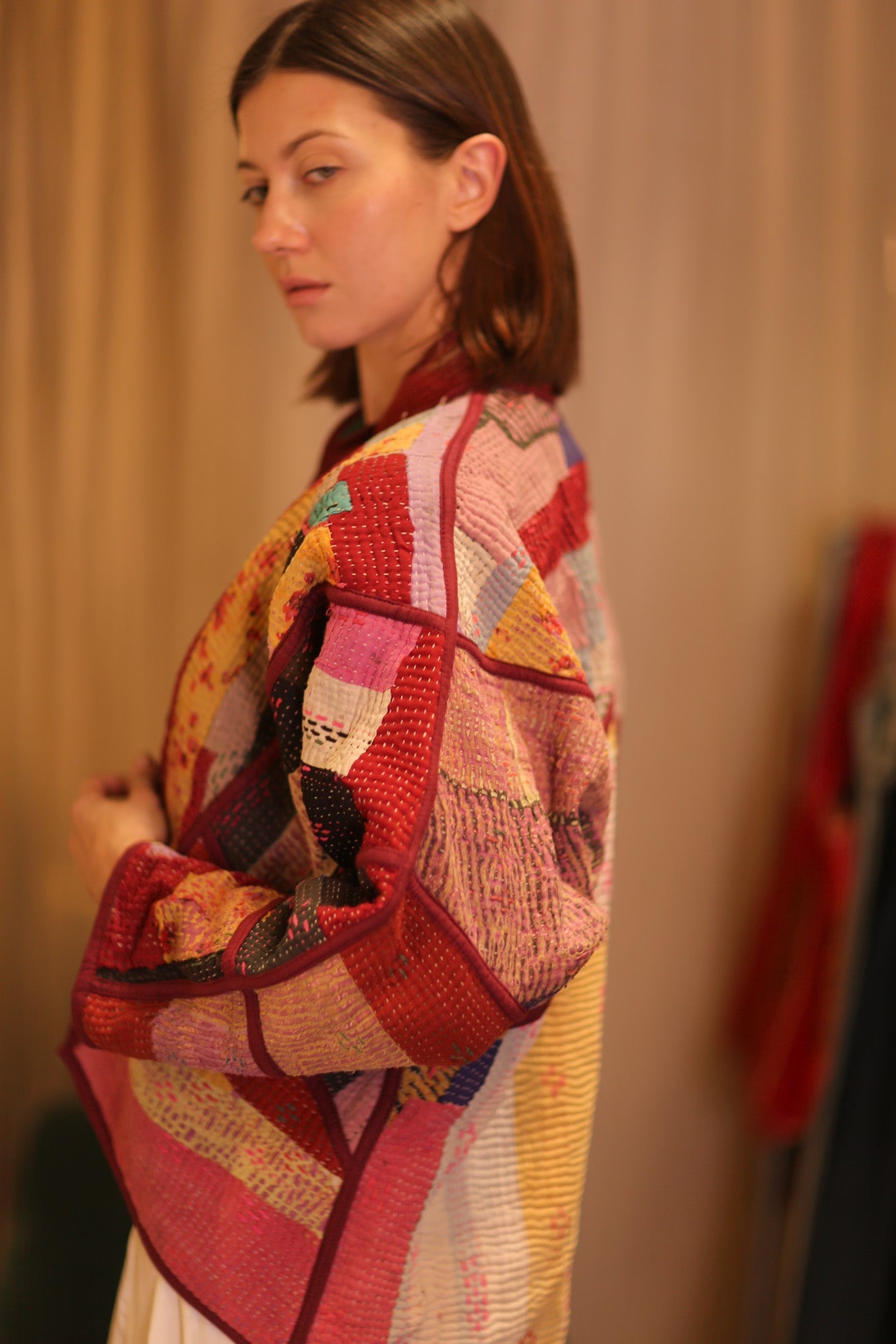 PATCHWORK PATTERN KANTHA JACKET ARPITASINGH - BANGKOK TAILOR CLOTHING STORE - HANDMADE CLOTHING