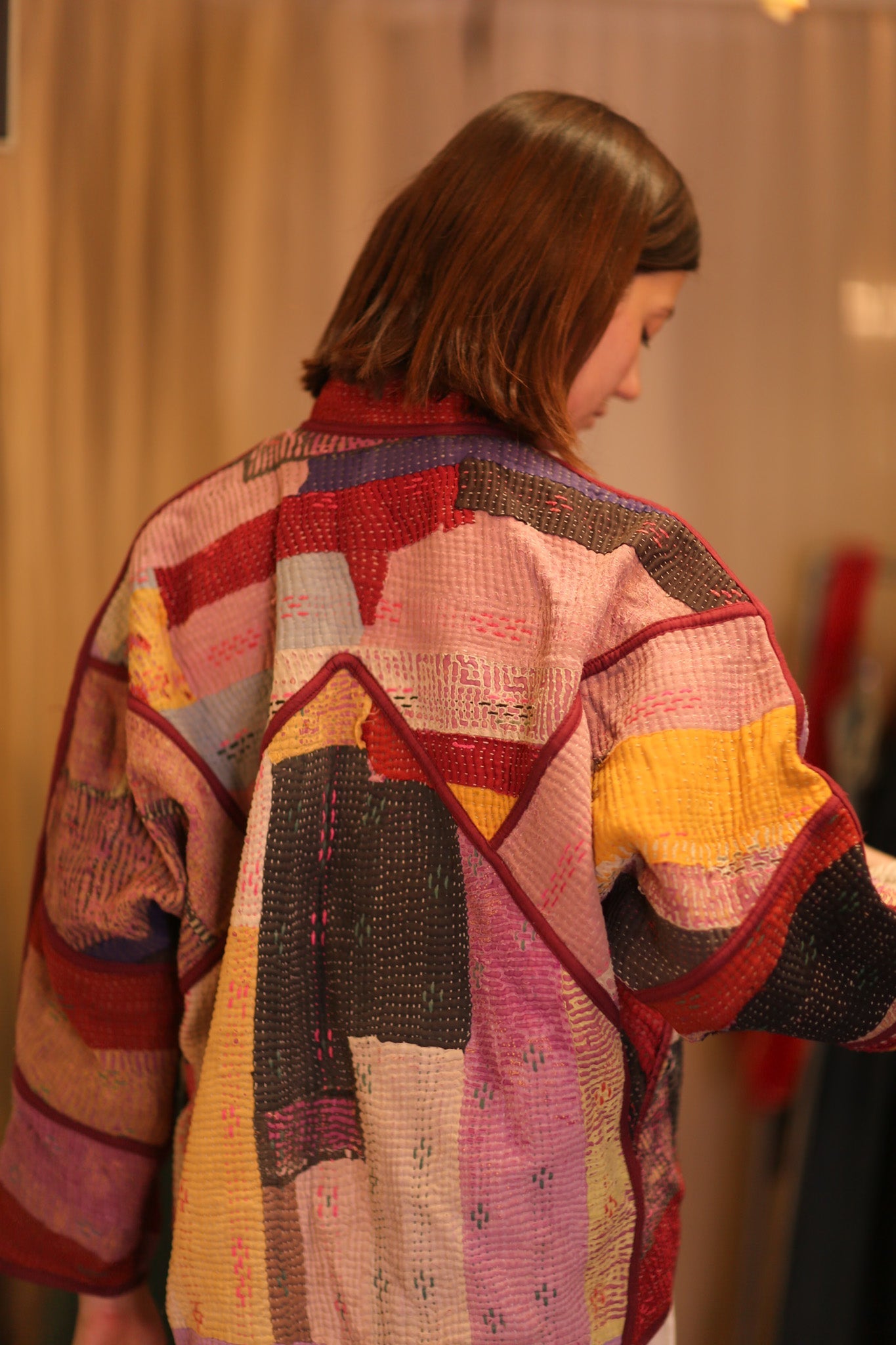PATCHWORK PATTERN KANTHA JACKET ARPITASINGH - BANGKOK TAILOR CLOTHING STORE - HANDMADE CLOTHING