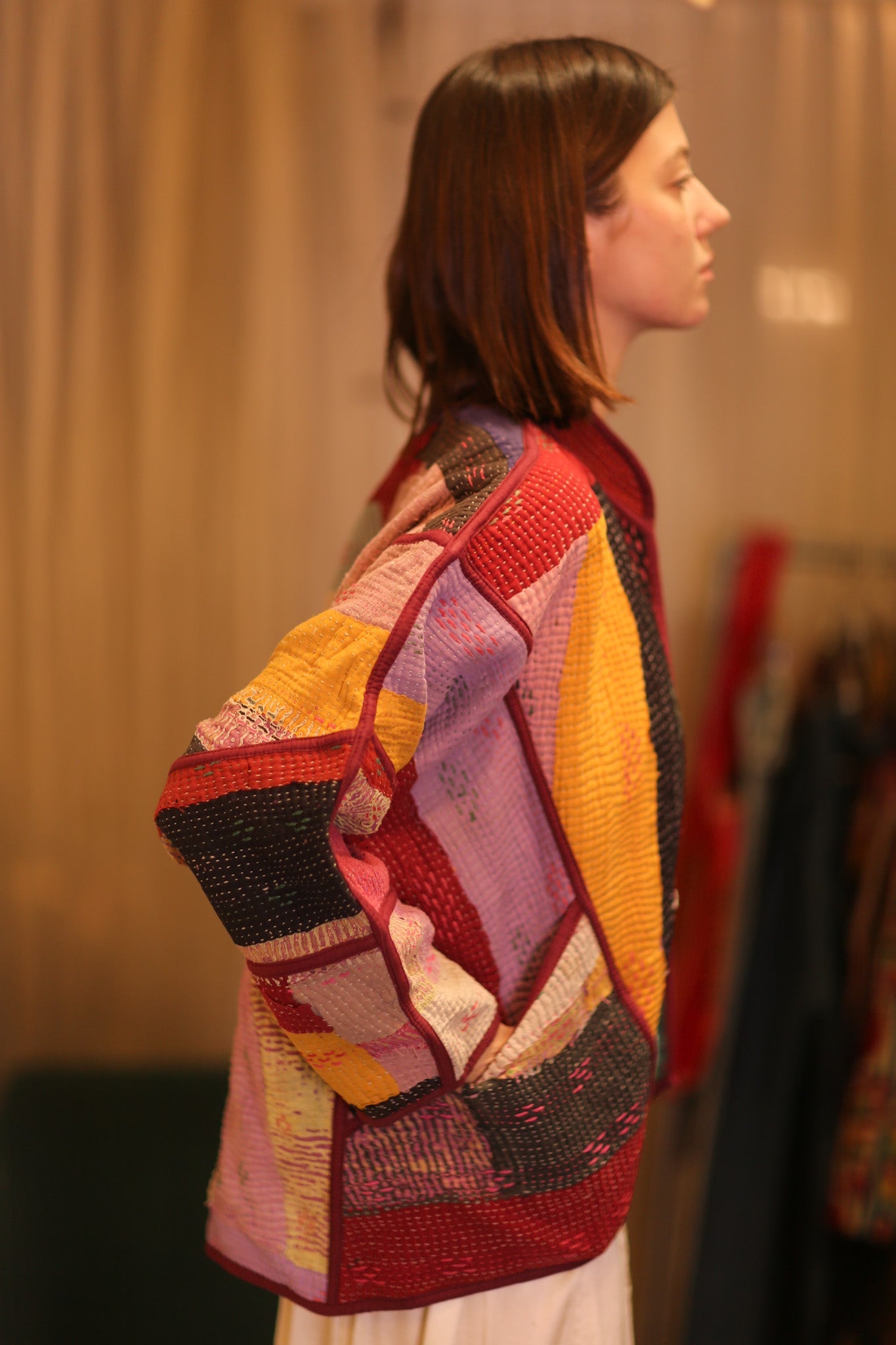 PATCHWORK PATTERN KANTHA JACKET ARPITASINGH - BANGKOK TAILOR CLOTHING STORE - HANDMADE CLOTHING