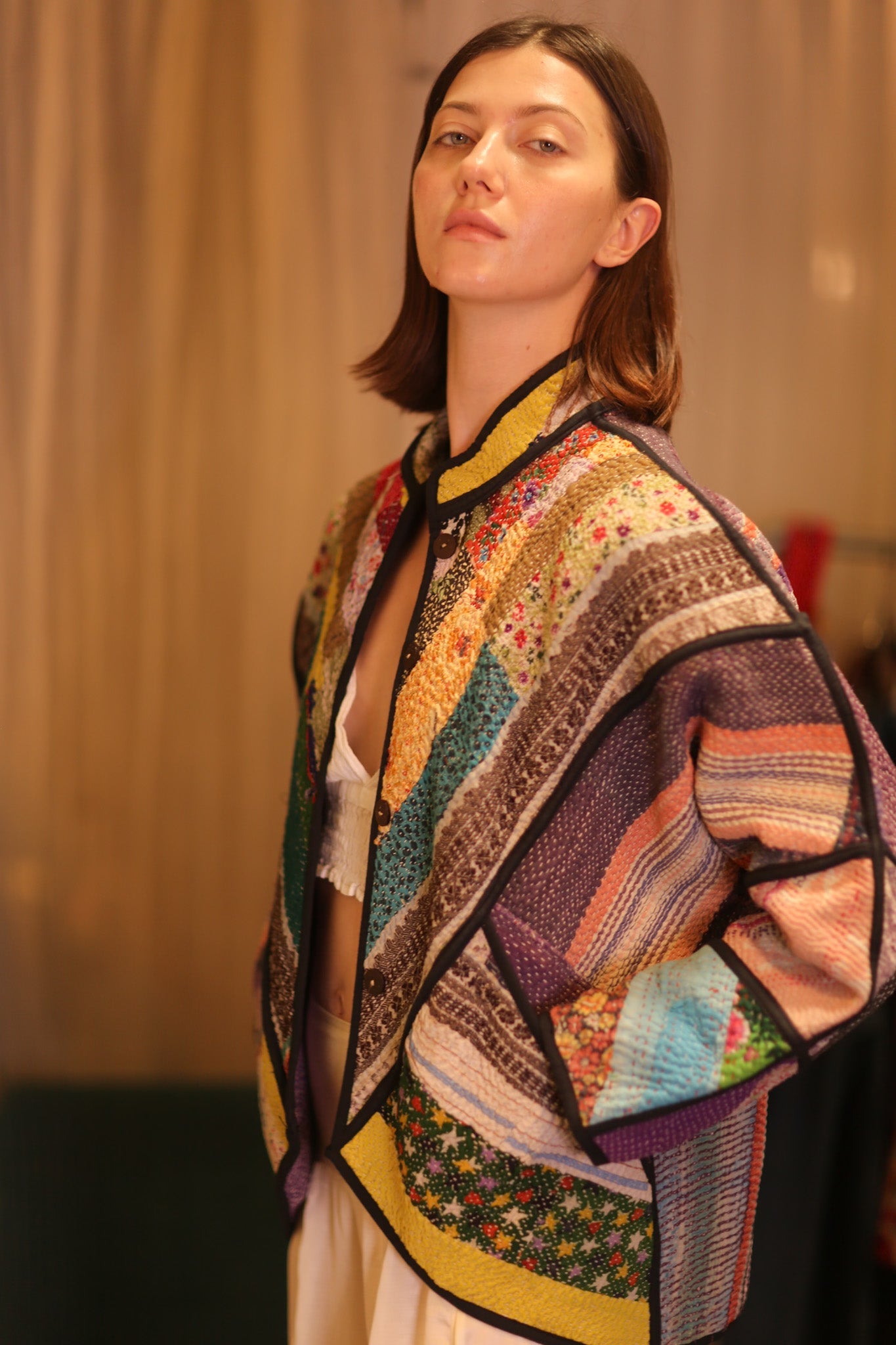 PATCHWORK PATTERN KANTHA JACKET KHAOYAI - BANGKOK TAILOR CLOTHING STORE - HANDMADE CLOTHING