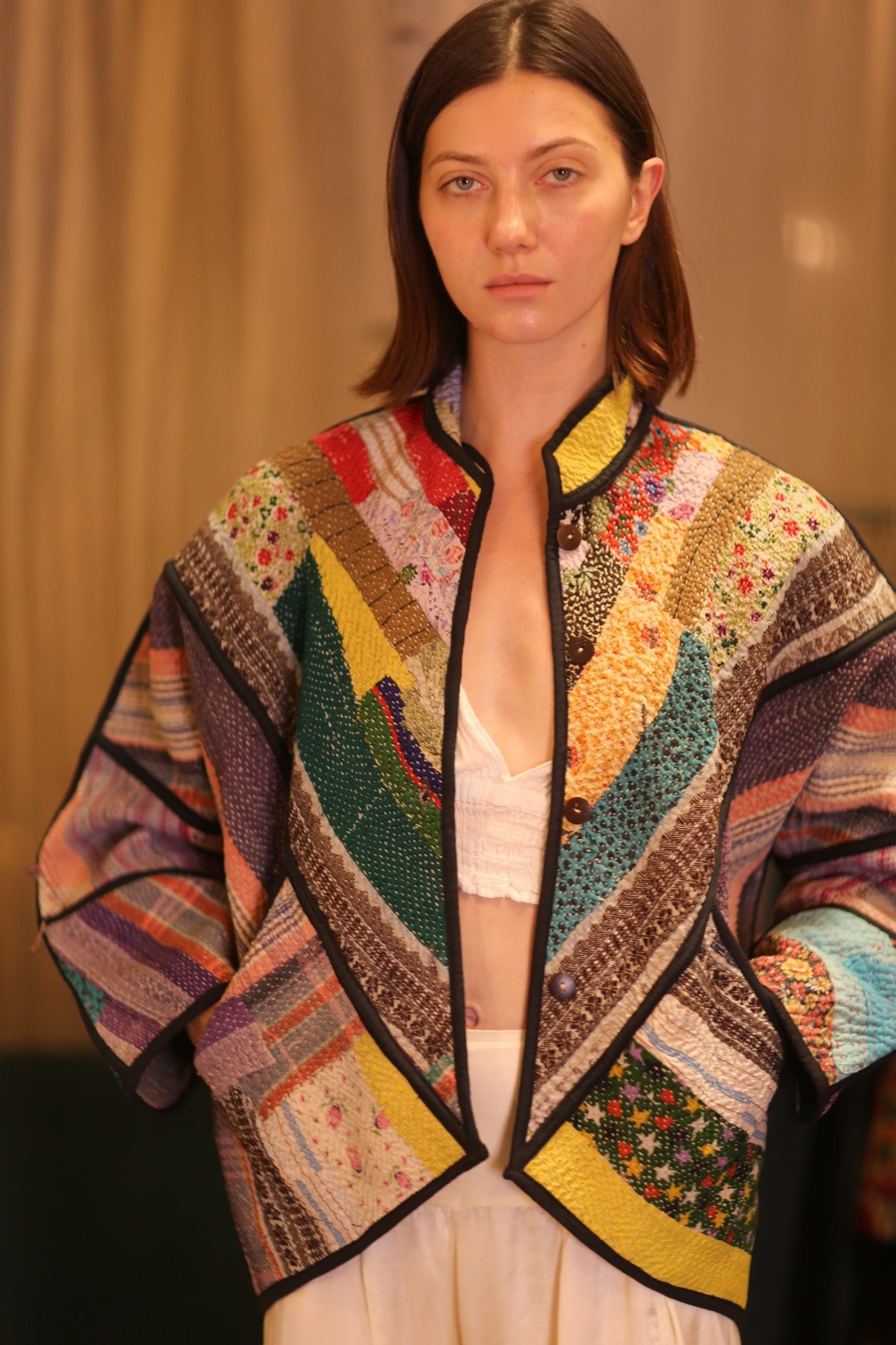 PATCHWORK PATTERN KANTHA JACKET KHAOYAI - BANGKOK TAILOR CLOTHING STORE - HANDMADE CLOTHING