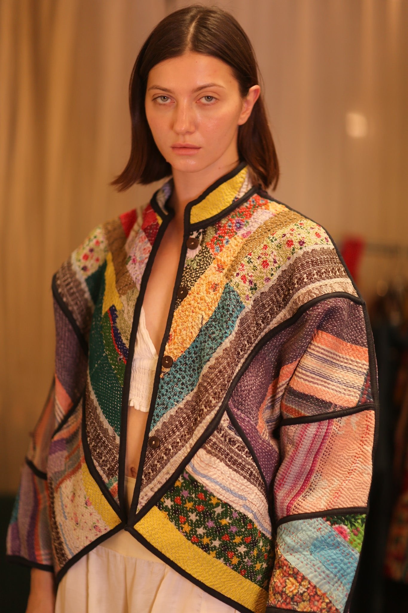 PATCHWORK PATTERN KANTHA JACKET KHAOYAI - BANGKOK TAILOR CLOTHING STORE - HANDMADE CLOTHING