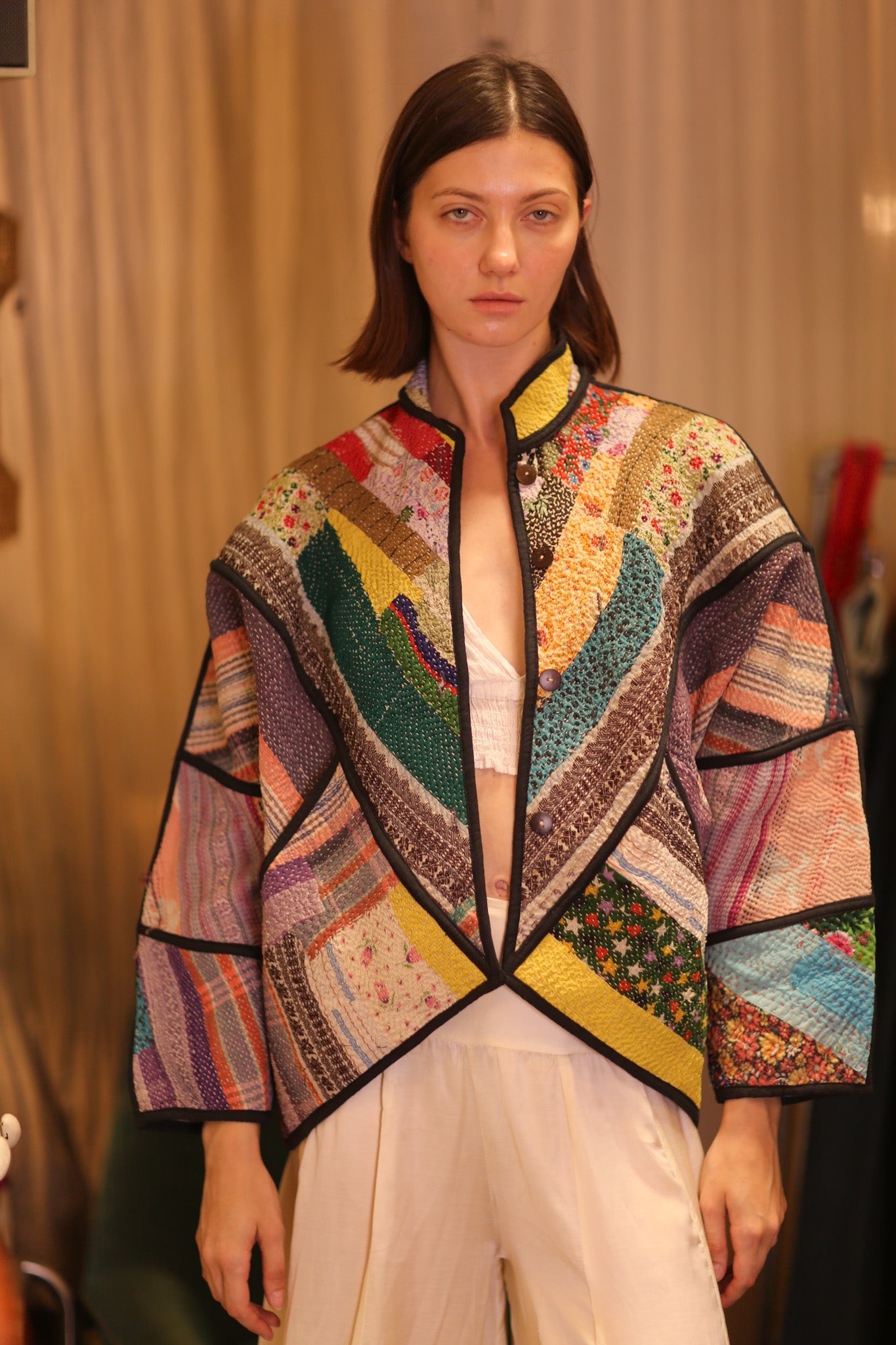 PATCHWORK PATTERN KANTHA JACKET KHAOYAI - BANGKOK TAILOR CLOTHING STORE - HANDMADE CLOTHING