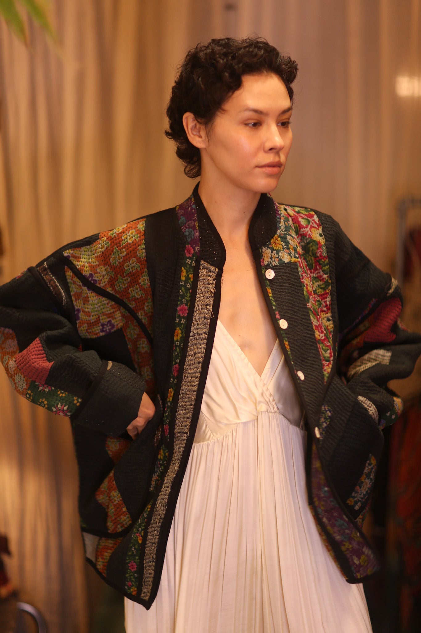 PATCHWORK PATTERN KANTHA JACKET NAYKYAR - BANGKOK TAILOR CLOTHING STORE - HANDMADE CLOTHING