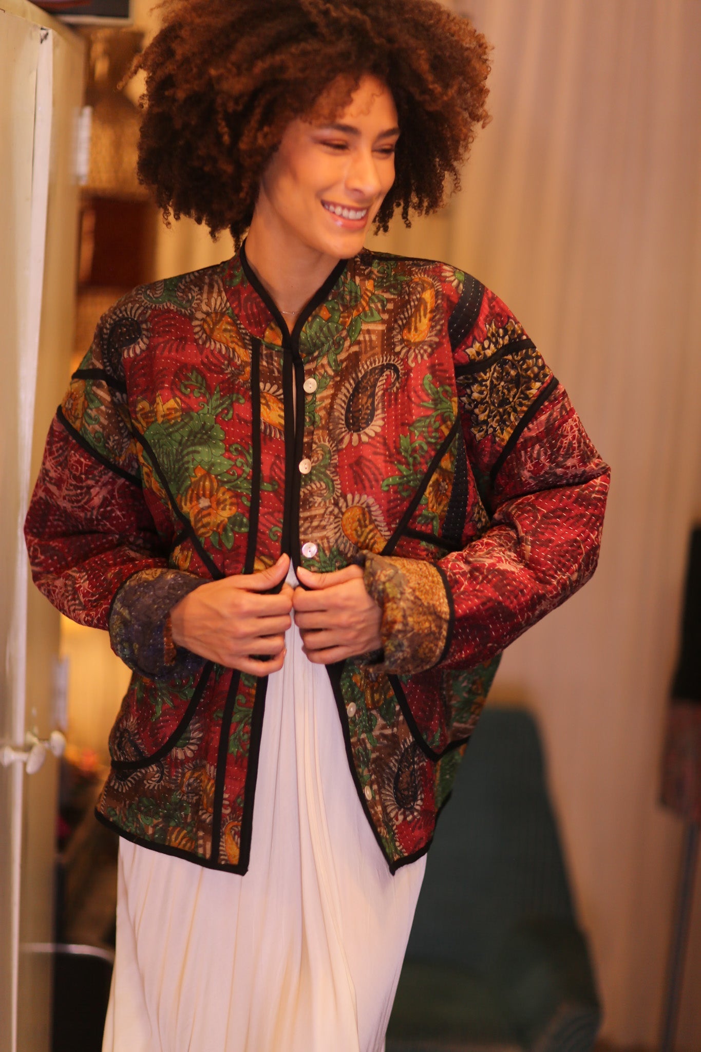 PATCHWORK PATTERN KANTHA JACKET NWEPAN - BANGKOK TAILOR CLOTHING STORE - HANDMADE CLOTHING