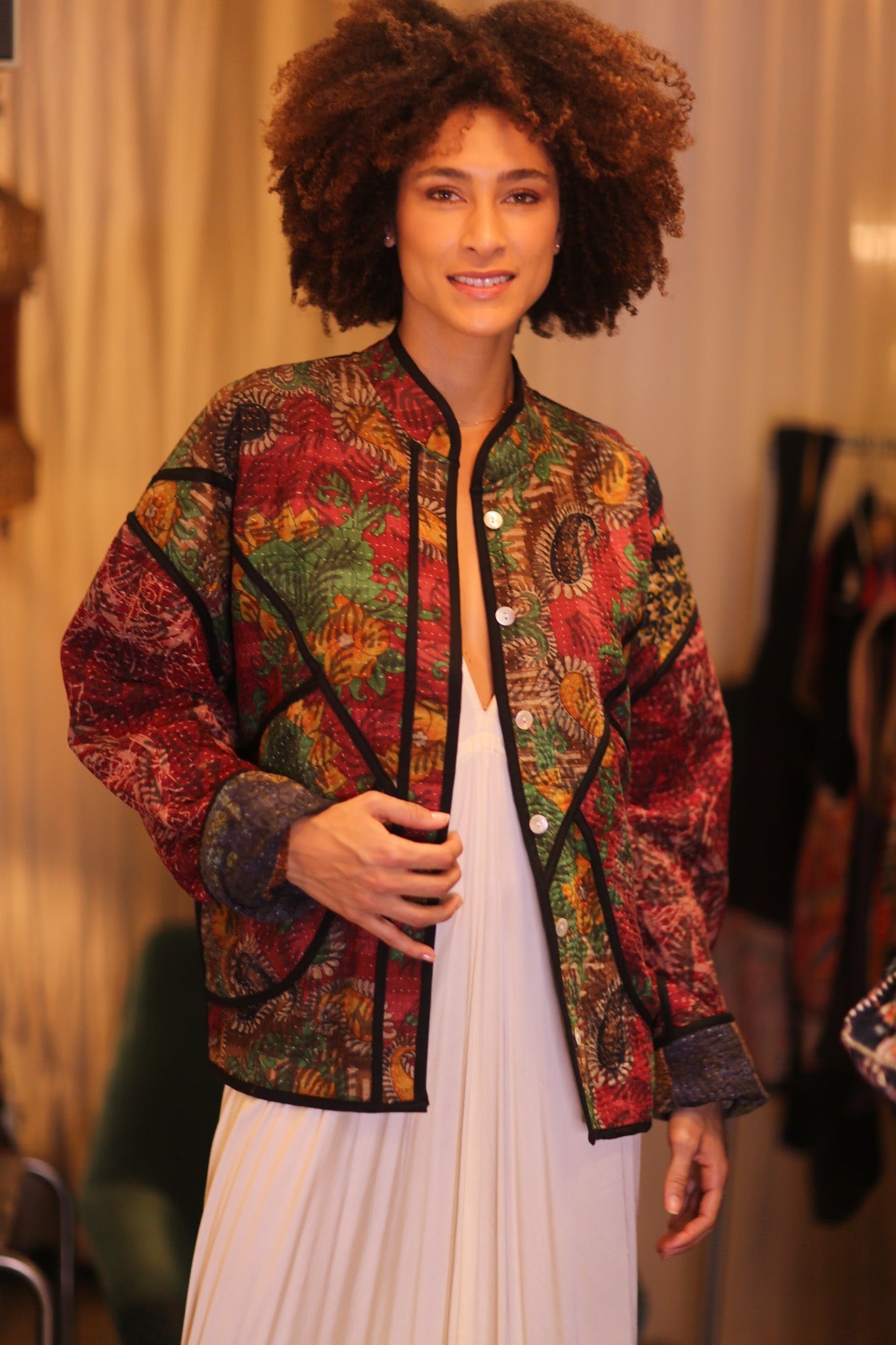 PATCHWORK PATTERN KANTHA JACKET NWEPAN - BANGKOK TAILOR CLOTHING STORE - HANDMADE CLOTHING