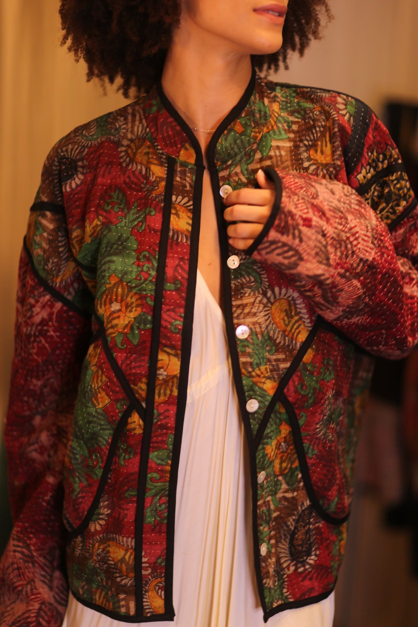 PATCHWORK PATTERN KANTHA JACKET NWEPAN - BANGKOK TAILOR CLOTHING STORE - HANDMADE CLOTHING