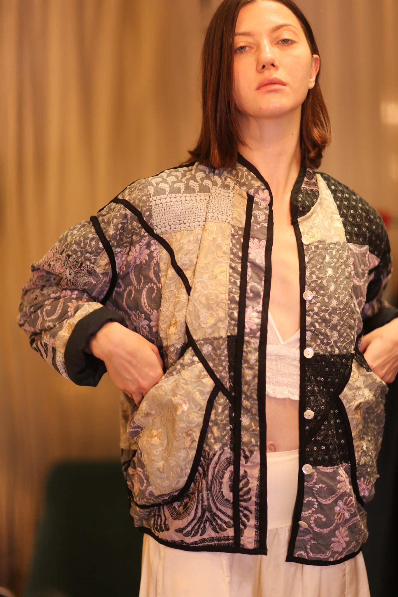 PATCHWORK PATTERN KANTHA JACKET SAKURA - BANGKOK TAILOR CLOTHING STORE - HANDMADE CLOTHING