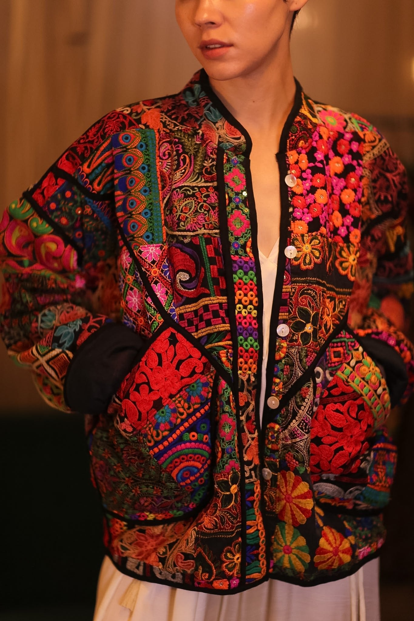 PATCHWORK PATTERN KANTHA JACKET YADANA - BANGKOK TAILOR CLOTHING STORE - HANDMADE CLOTHING