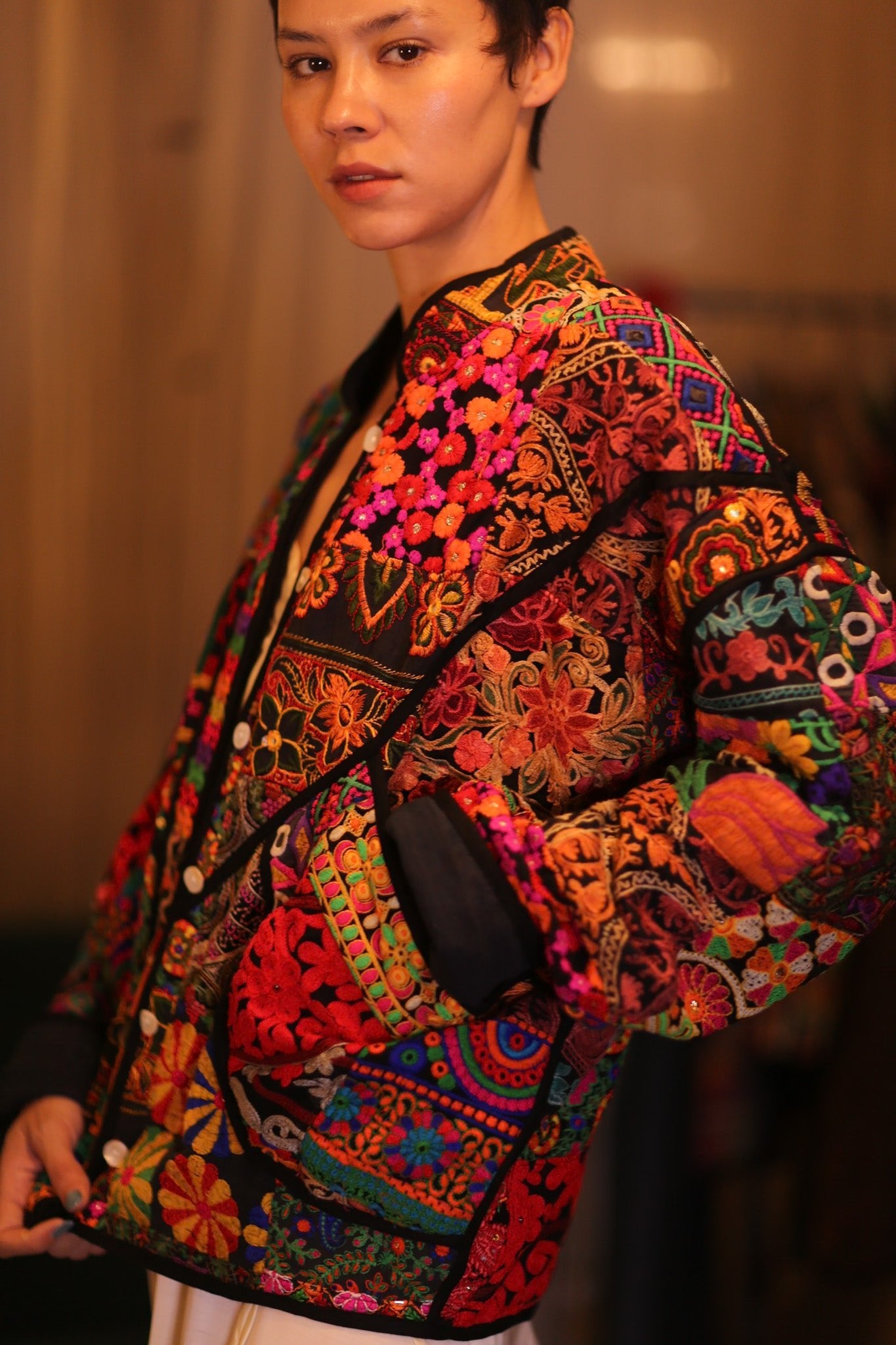 PATCHWORK PATTERN KANTHA JACKET YADANA - BANGKOK TAILOR CLOTHING STORE - HANDMADE CLOTHING