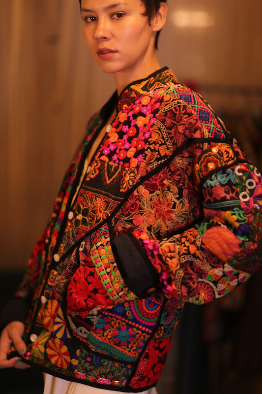 PATCHWORK PATTERN KANTHA JACKET YADANA - BANGKOK TAILOR CLOTHING STORE - HANDMADE CLOTHING