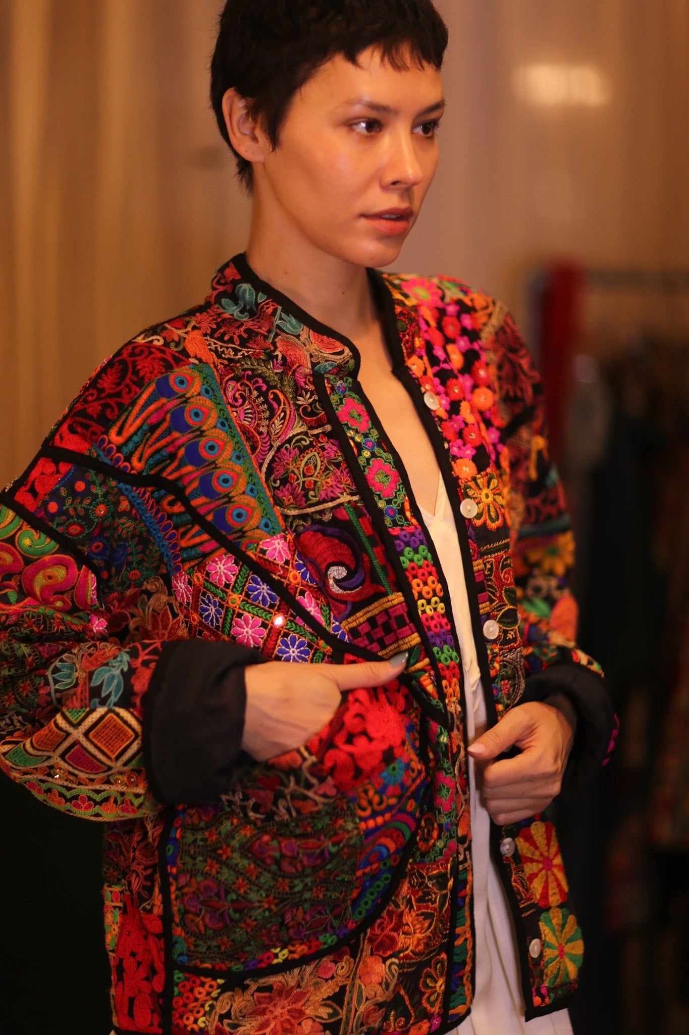 PATCHWORK PATTERN KANTHA JACKET YADANA - BANGKOK TAILOR CLOTHING STORE - HANDMADE CLOTHING