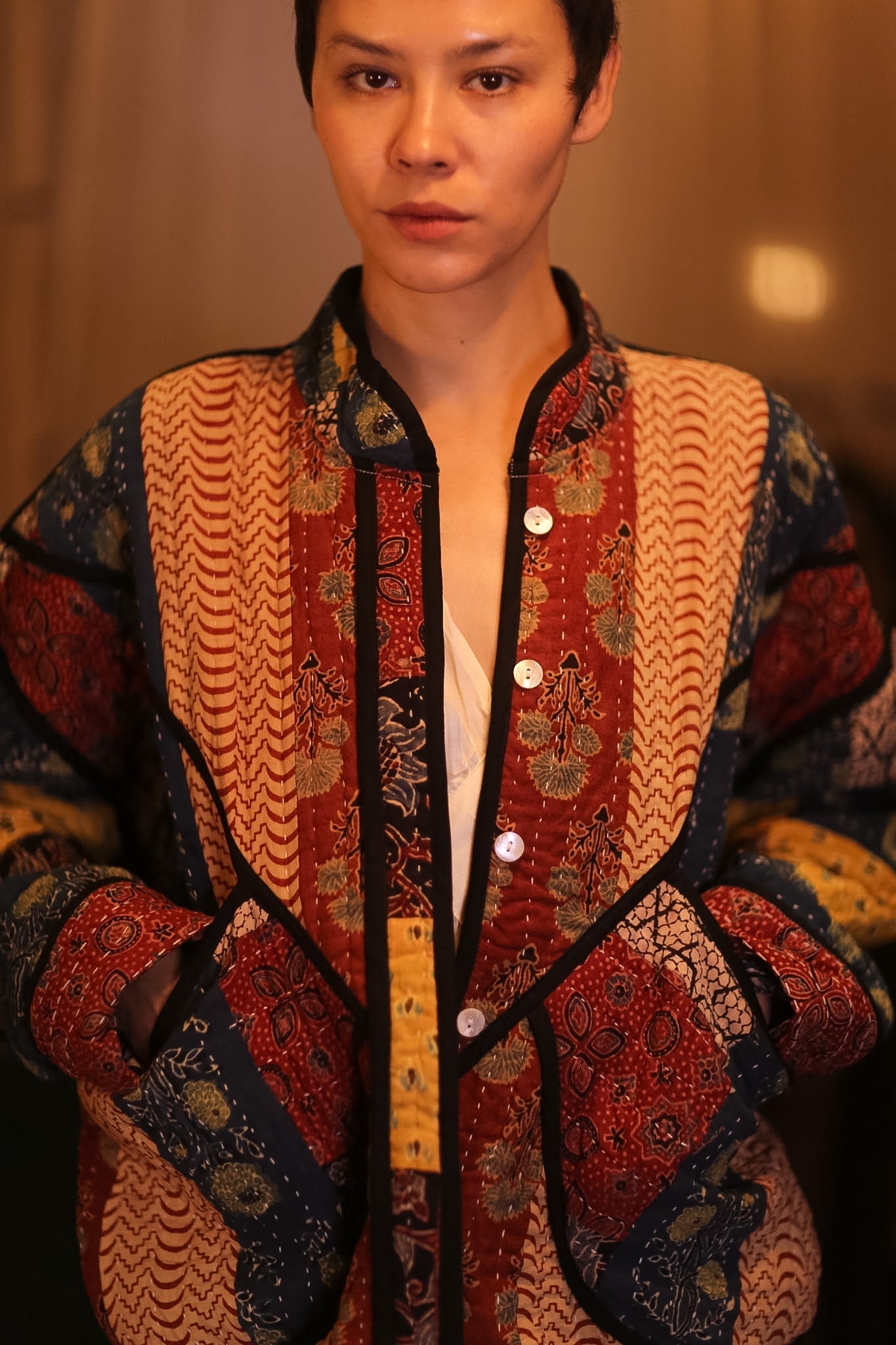 PATCHWORK PATTERN KANTHA JACKET YEI - BANGKOK TAILOR CLOTHING STORE - HANDMADE CLOTHING