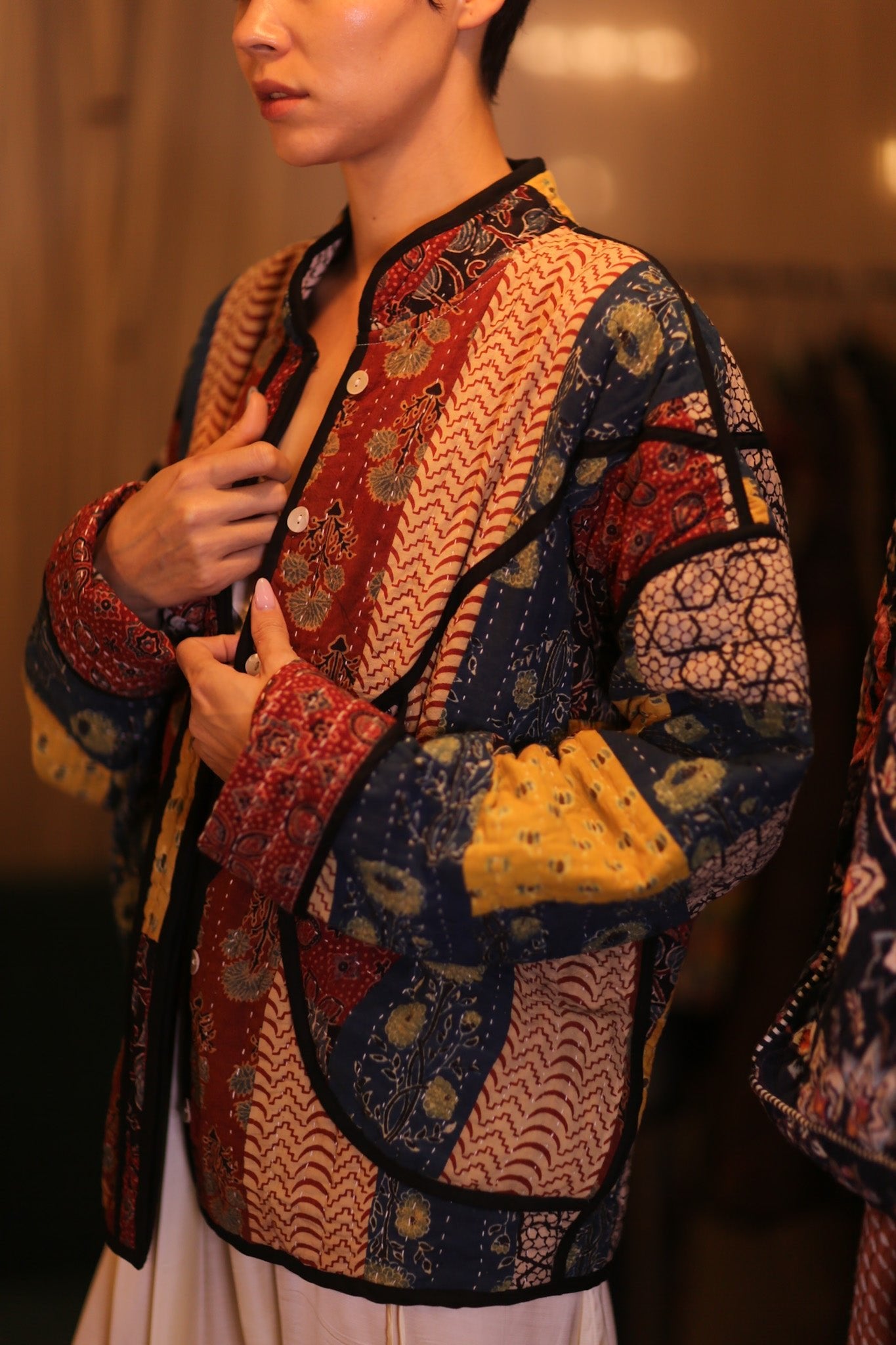 PATCHWORK PATTERN KANTHA JACKET YEI - BANGKOK TAILOR CLOTHING STORE - HANDMADE CLOTHING