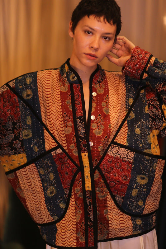 PATCHWORK PATTERN KANTHA JACKET YEI - BANGKOK TAILOR CLOTHING STORE - HANDMADE CLOTHING
