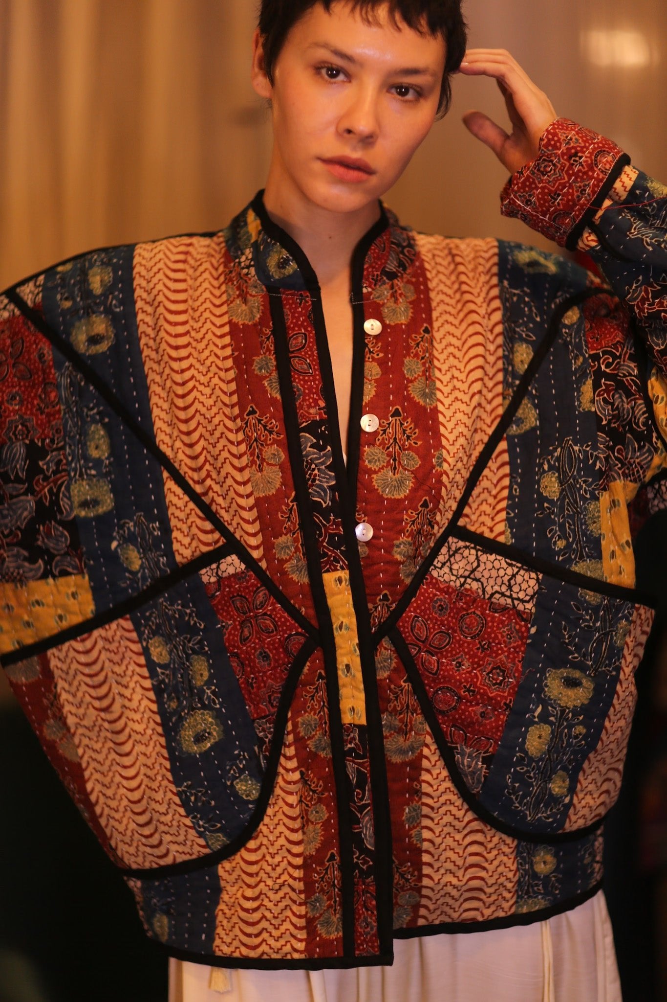 PATCHWORK PATTERN KANTHA JACKET YEI - BANGKOK TAILOR CLOTHING STORE - HANDMADE CLOTHING
