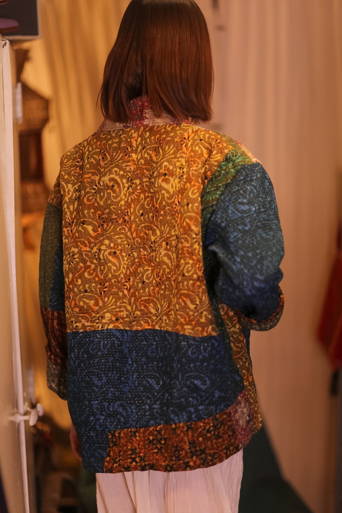 PATCHWORK PATTERN KANTHA SHORT KIMONO SAUNGOU - BANGKOK TAILOR CLOTHING STORE - HANDMADE CLOTHING
