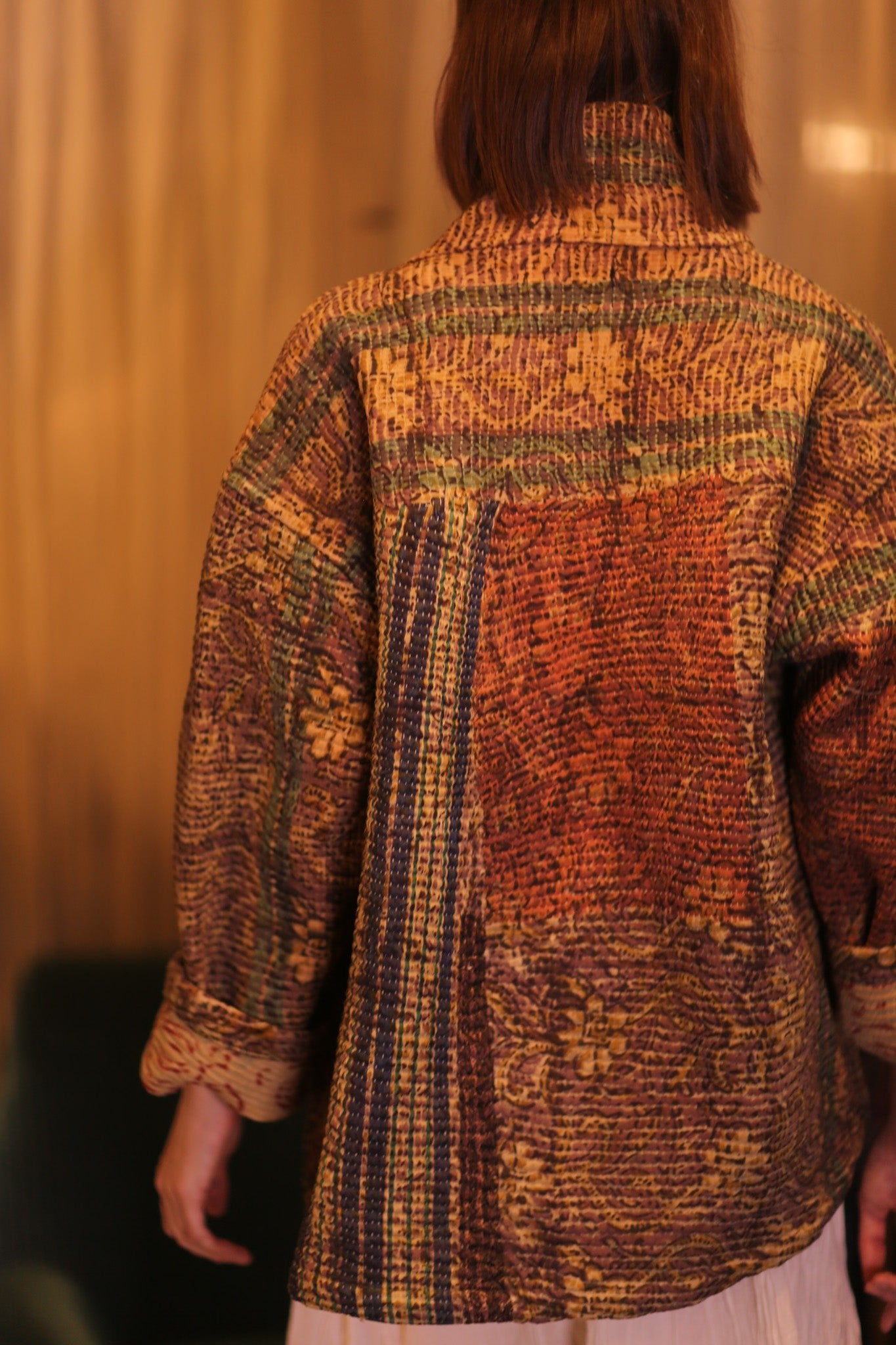 PATCHWORK PATTERN KANTHA SHORT KIMONO YAUNGNI - BANGKOK TAILOR CLOTHING STORE - HANDMADE CLOTHING