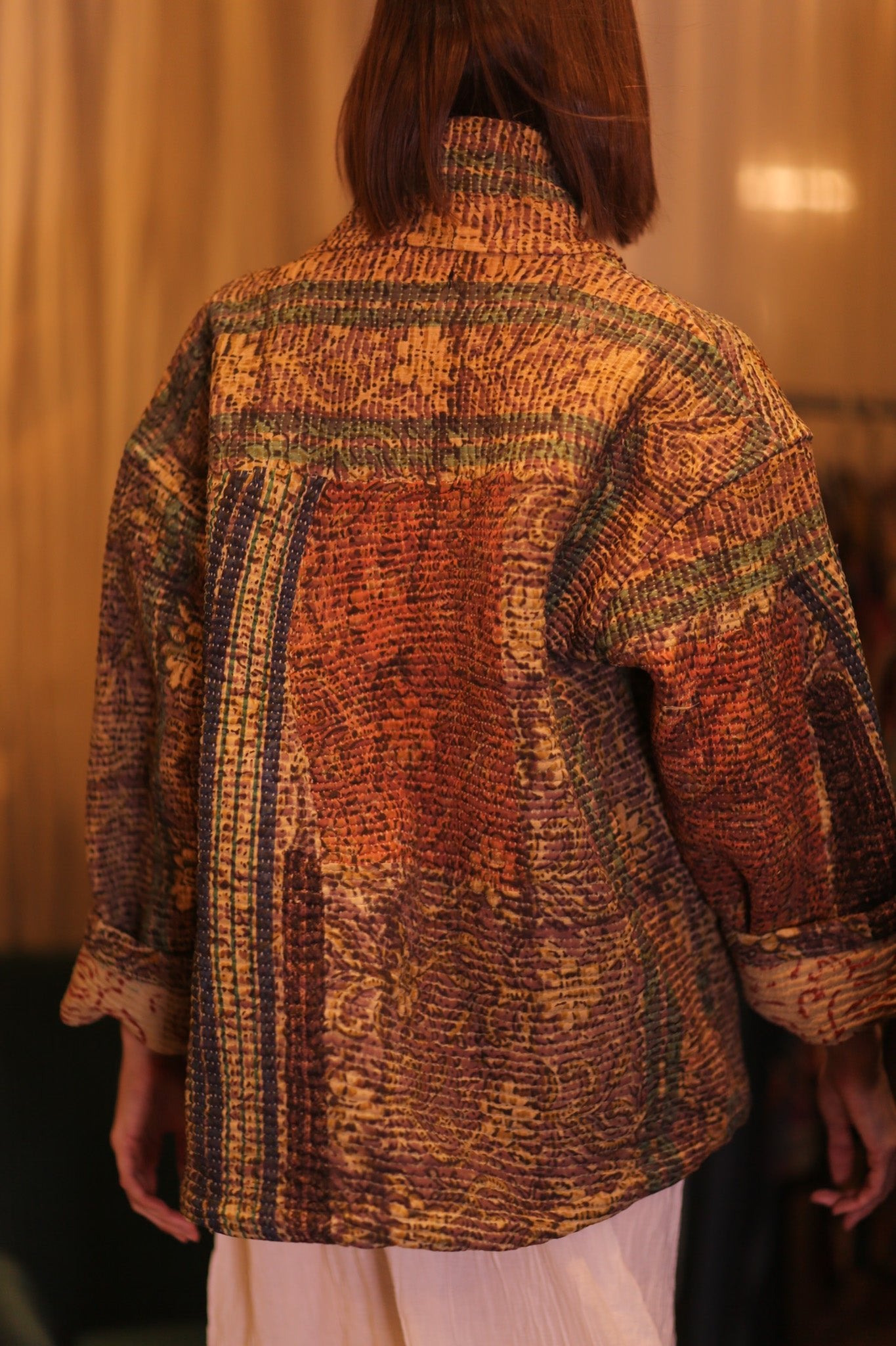 PATCHWORK PATTERN KANTHA SHORT KIMONO YAUNGNI - BANGKOK TAILOR CLOTHING STORE - HANDMADE CLOTHING