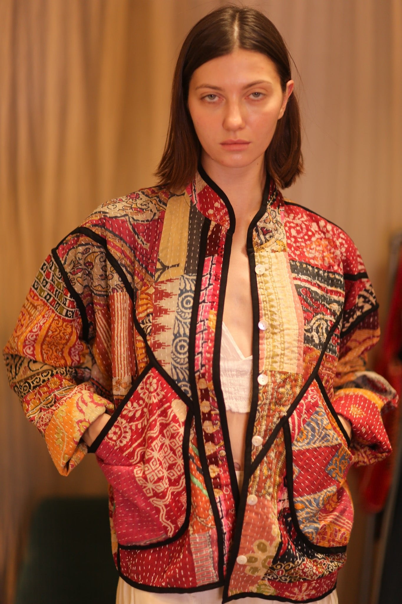 PATCHWORK PATTERN KATHAN JACKET HTIMSHU - BANGKOK TAILOR CLOTHING STORE - HANDMADE CLOTHING