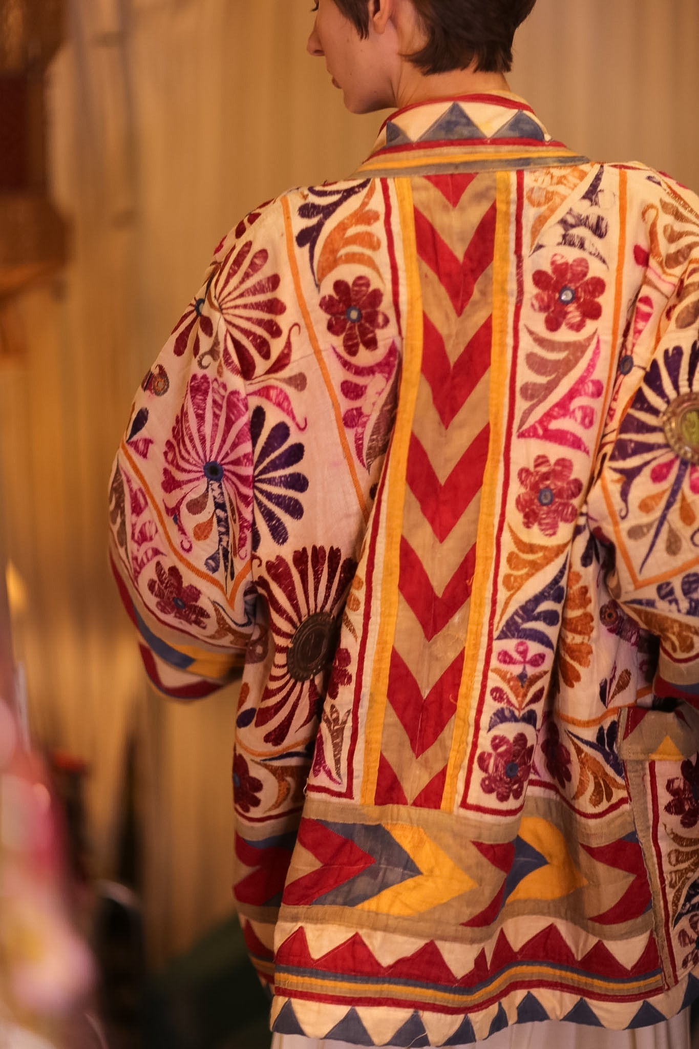 PATCHWORK PATTERN SHORT KIMONO GRITA - BANGKOK TAILOR CLOTHING STORE - HANDMADE CLOTHING