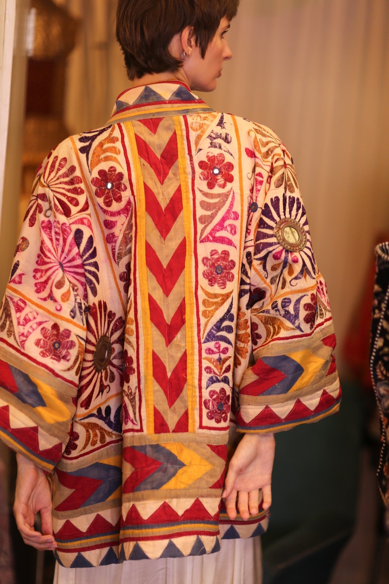 PATCHWORK PATTERN SHORT KIMONO GRITA - BANGKOK TAILOR CLOTHING STORE - HANDMADE CLOTHING