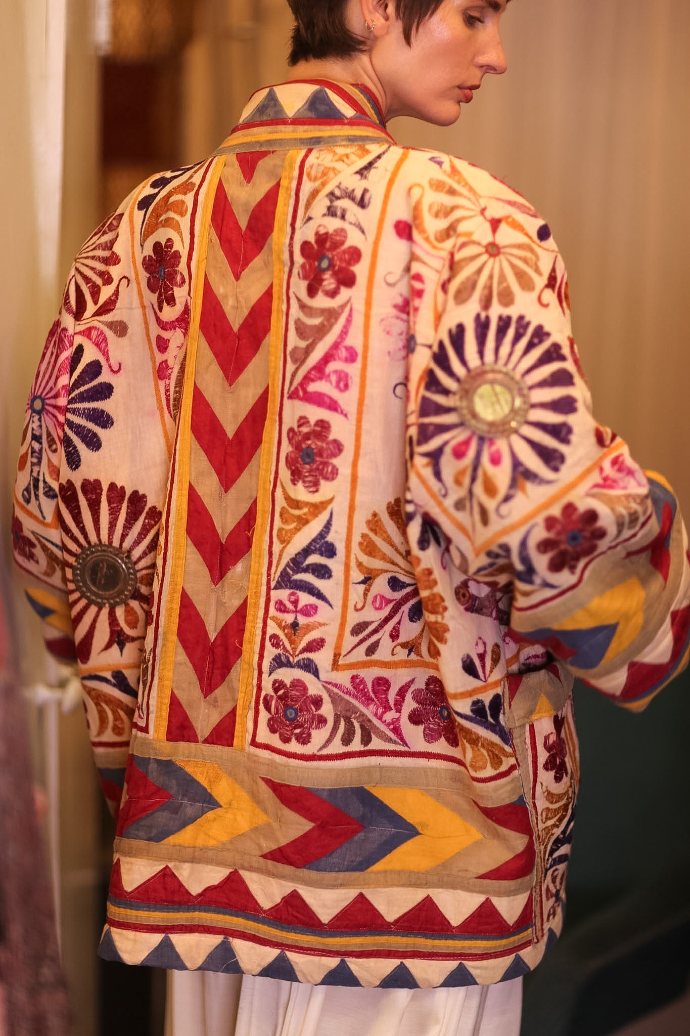 PATCHWORK PATTERN SHORT KIMONO GRITA - BANGKOK TAILOR CLOTHING STORE - HANDMADE CLOTHING