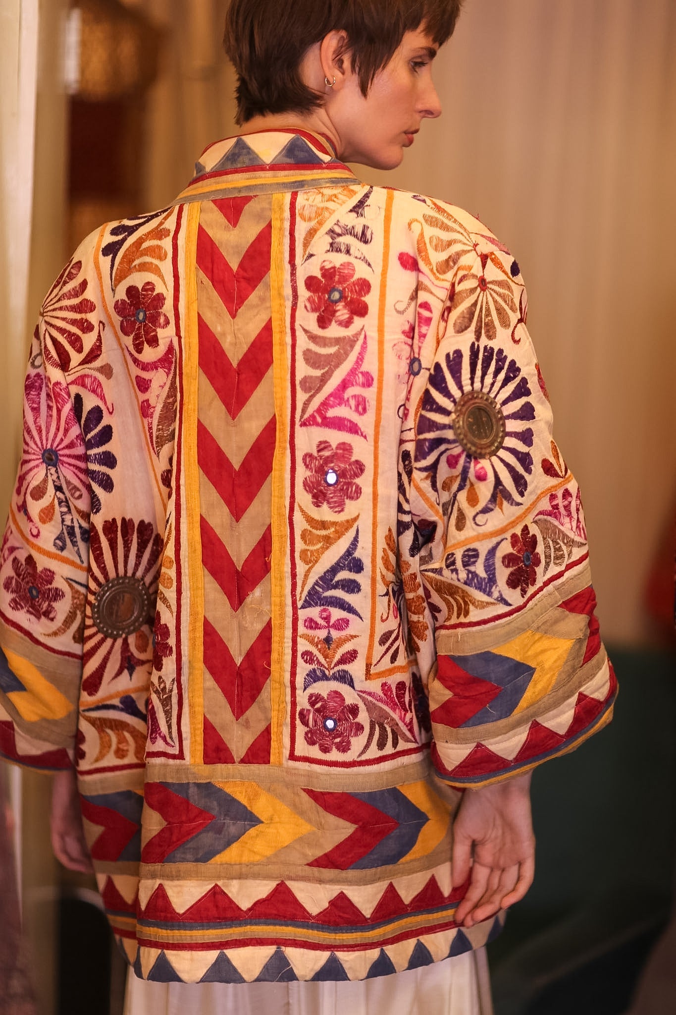 PATCHWORK PATTERN SHORT KIMONO GRITA - BANGKOK TAILOR CLOTHING STORE - HANDMADE CLOTHING