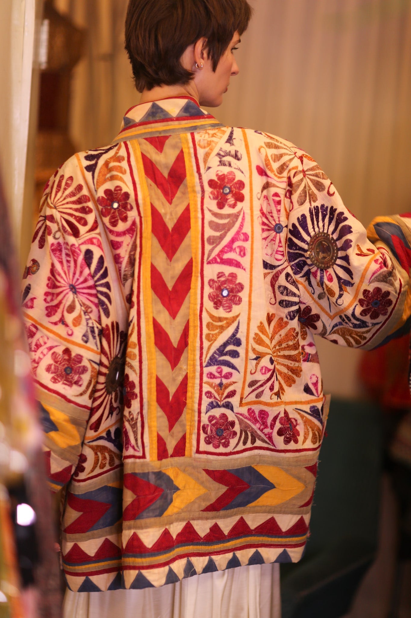 PATCHWORK PATTERN SHORT KIMONO GRITA - BANGKOK TAILOR CLOTHING STORE - HANDMADE CLOTHING