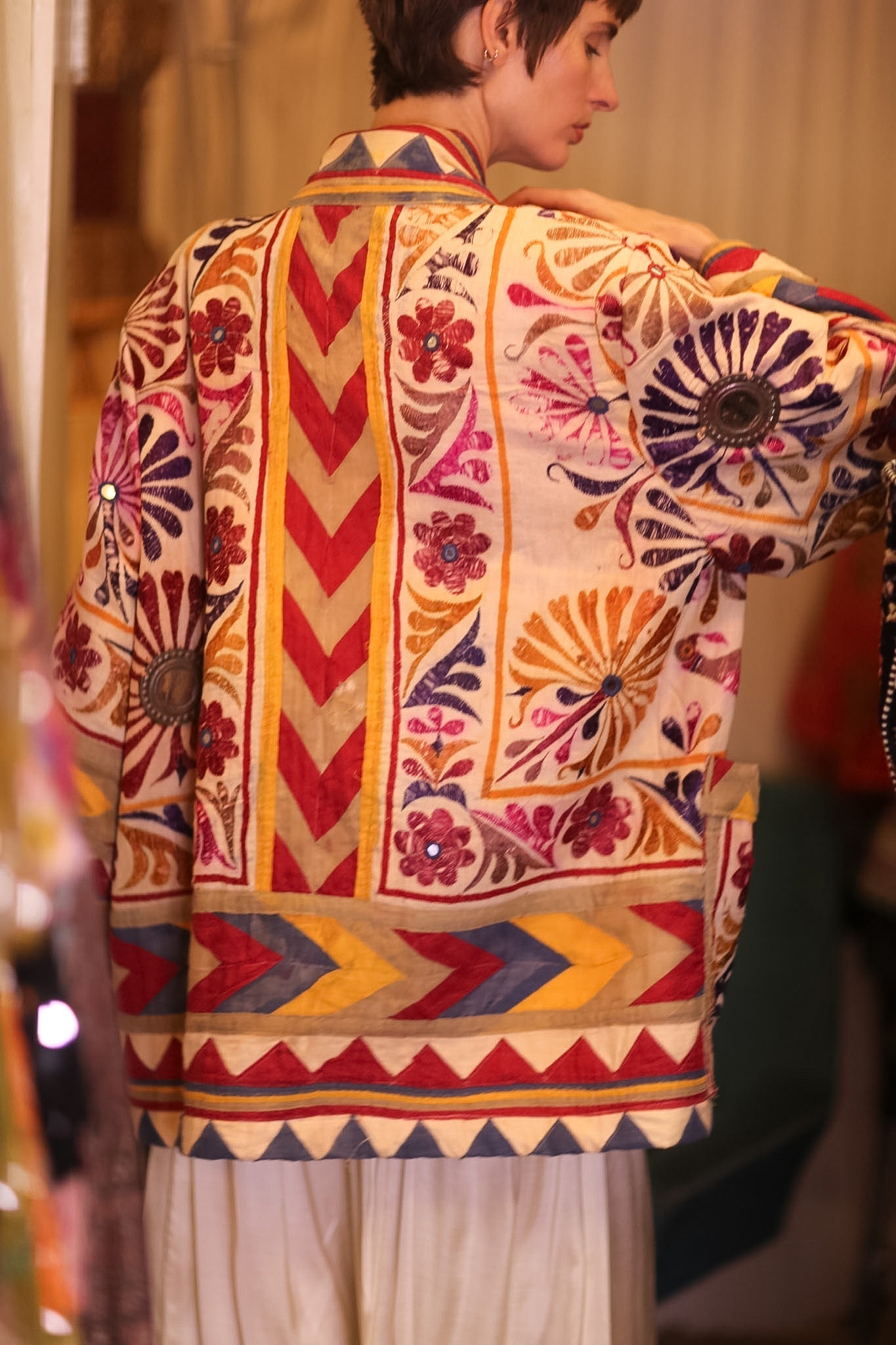 PATCHWORK PATTERN SHORT KIMONO GRITA - BANGKOK TAILOR CLOTHING STORE - HANDMADE CLOTHING