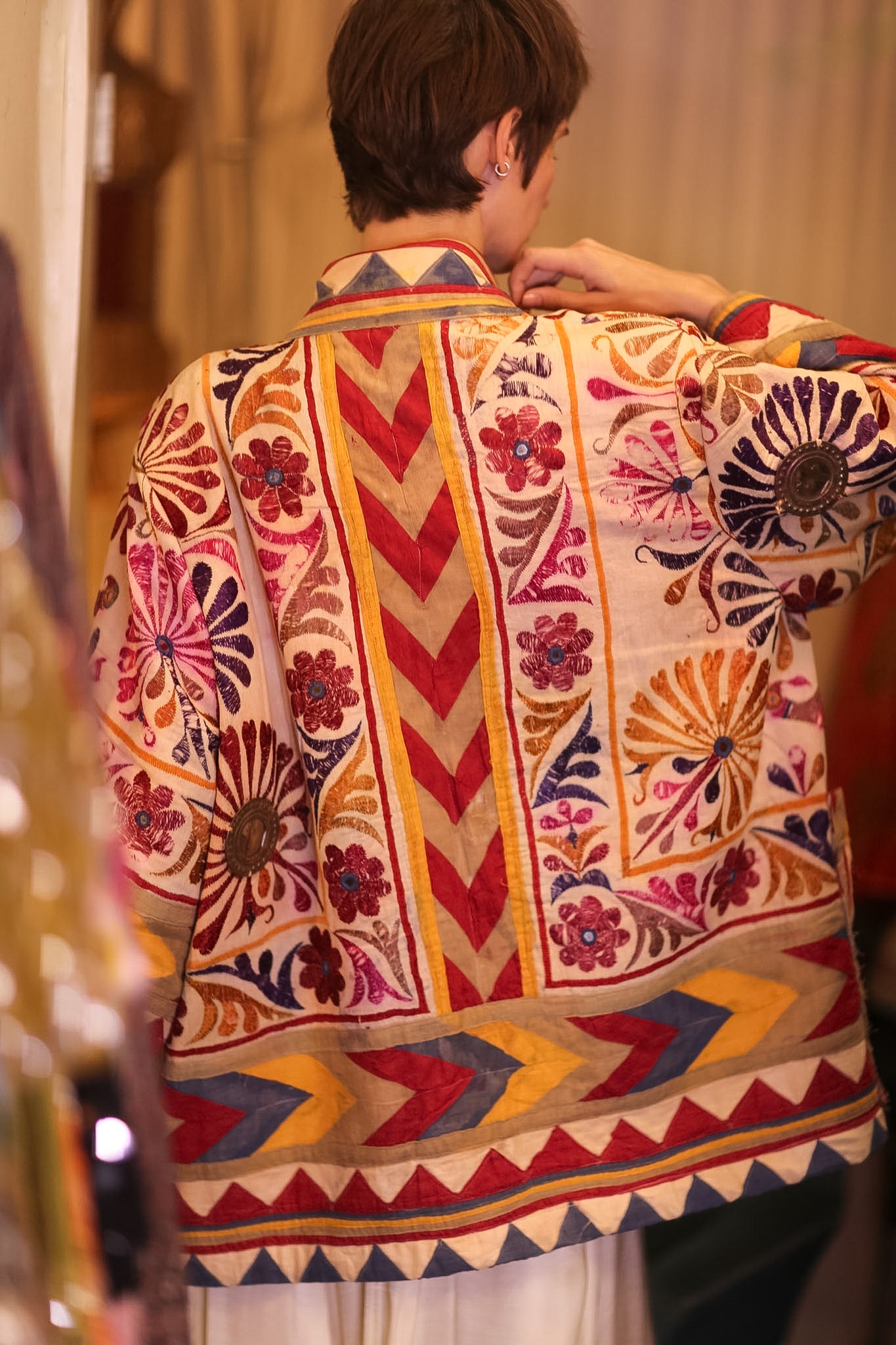 PATCHWORK PATTERN SHORT KIMONO GRITA - BANGKOK TAILOR CLOTHING STORE - HANDMADE CLOTHING