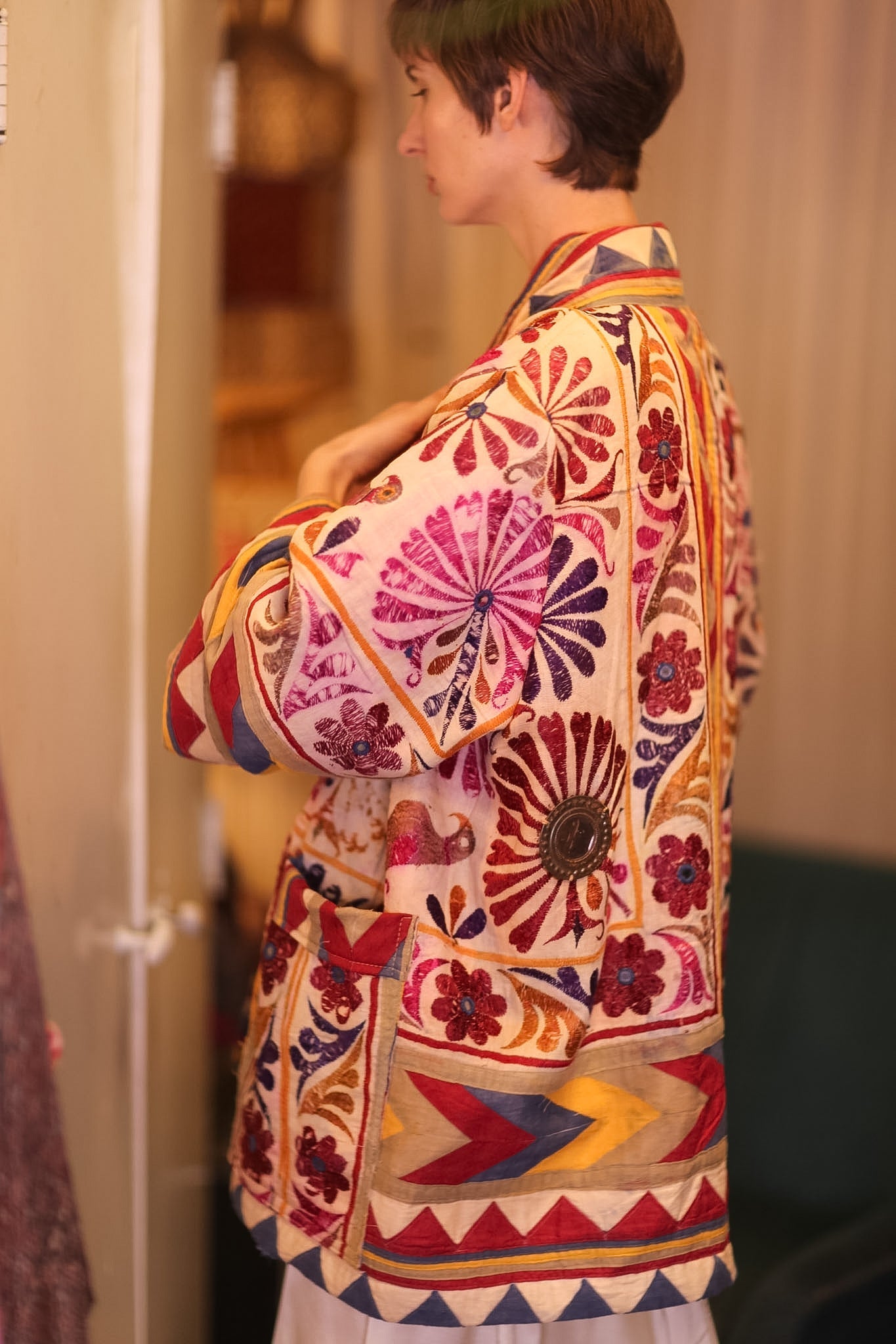 PATCHWORK PATTERN SHORT KIMONO GRITA - BANGKOK TAILOR CLOTHING STORE - HANDMADE CLOTHING