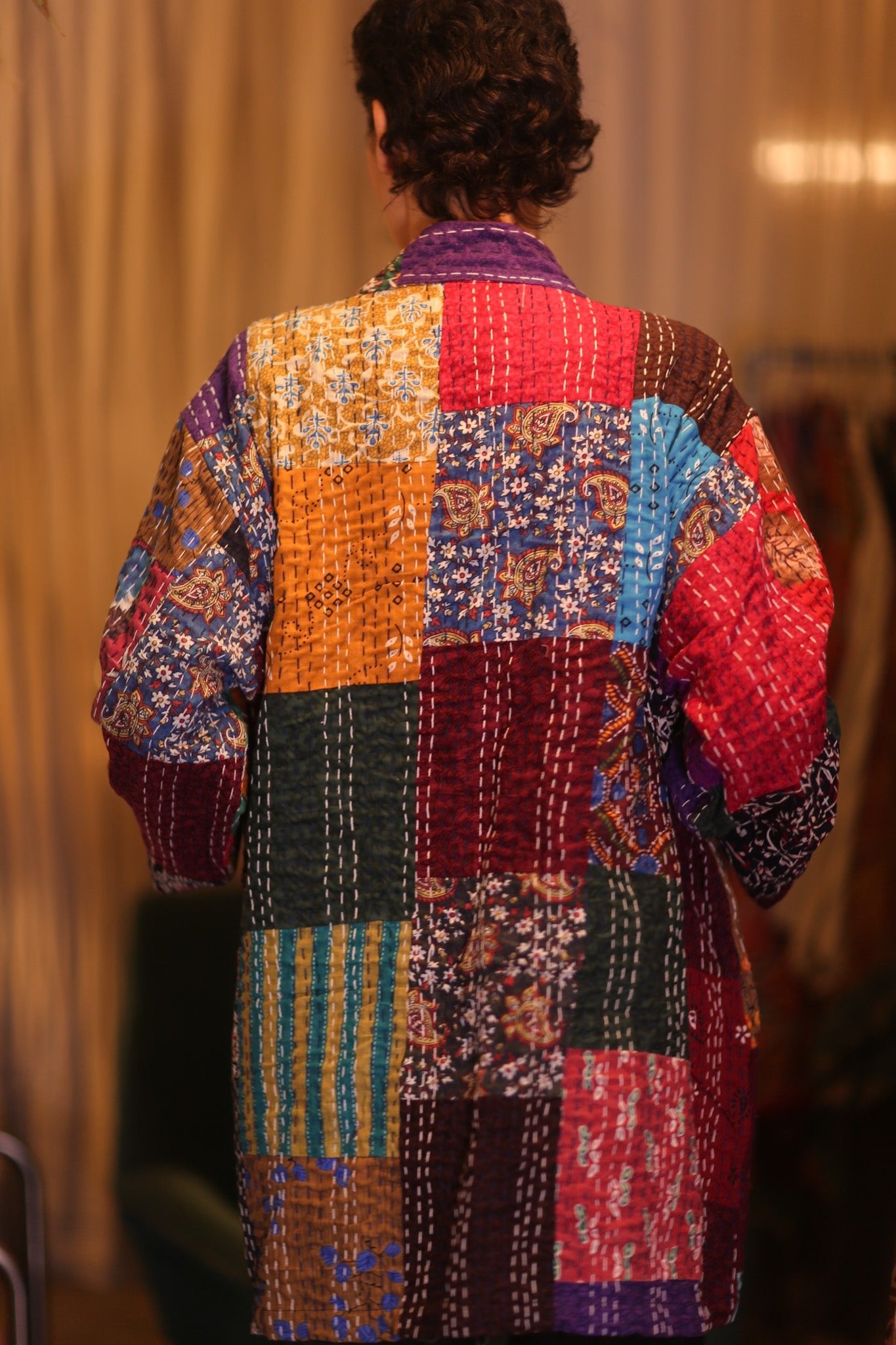 PATCHWORK PATTERN SILK SHORT KIMONO SHUNE - BANGKOK TAILOR CLOTHING STORE - HANDMADE CLOTHING