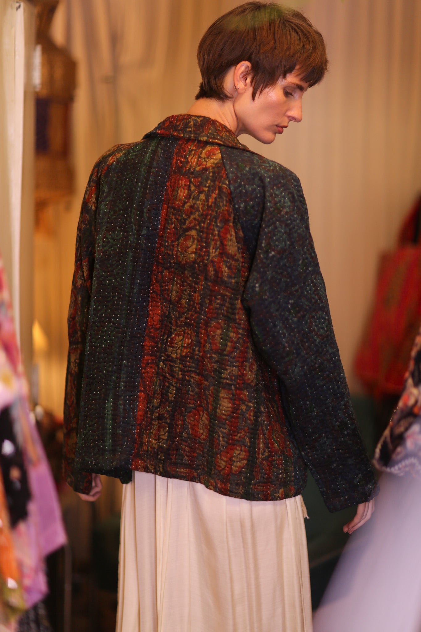 PATTERN KANTHA JACKET GARNET - BANGKOK TAILOR CLOTHING STORE - HANDMADE CLOTHING