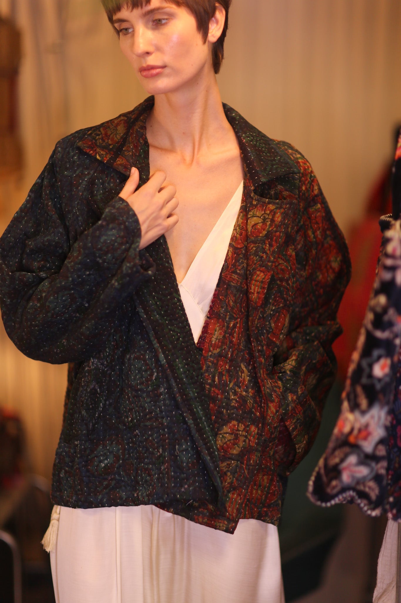 PATTERN KANTHA JACKET GARNET - BANGKOK TAILOR CLOTHING STORE - HANDMADE CLOTHING