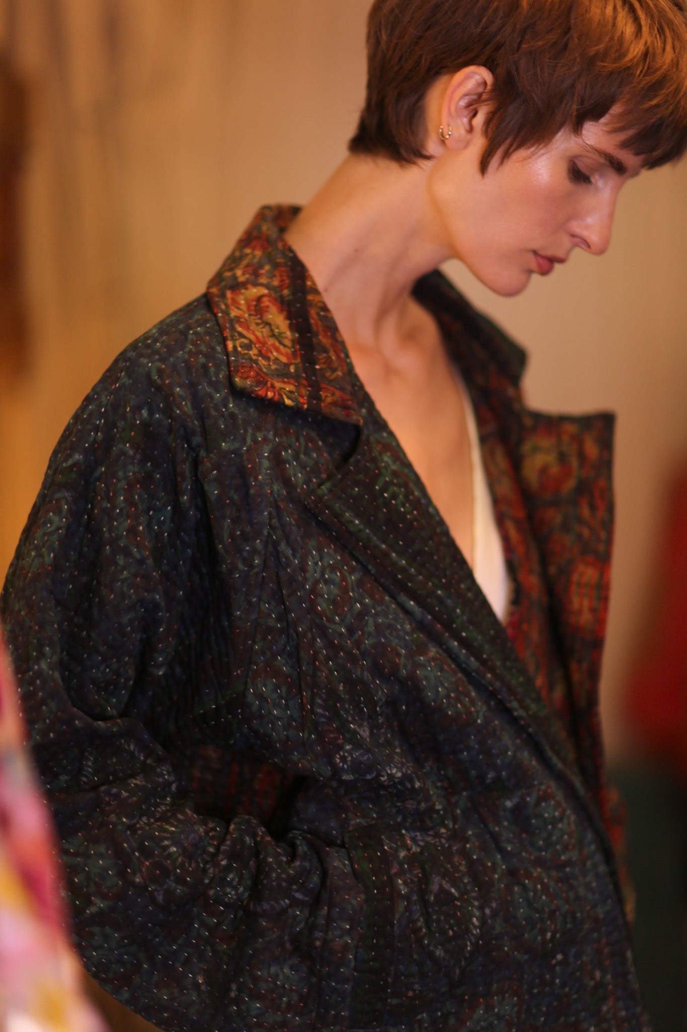 PATTERN KANTHA JACKET GARNET - BANGKOK TAILOR CLOTHING STORE - HANDMADE CLOTHING