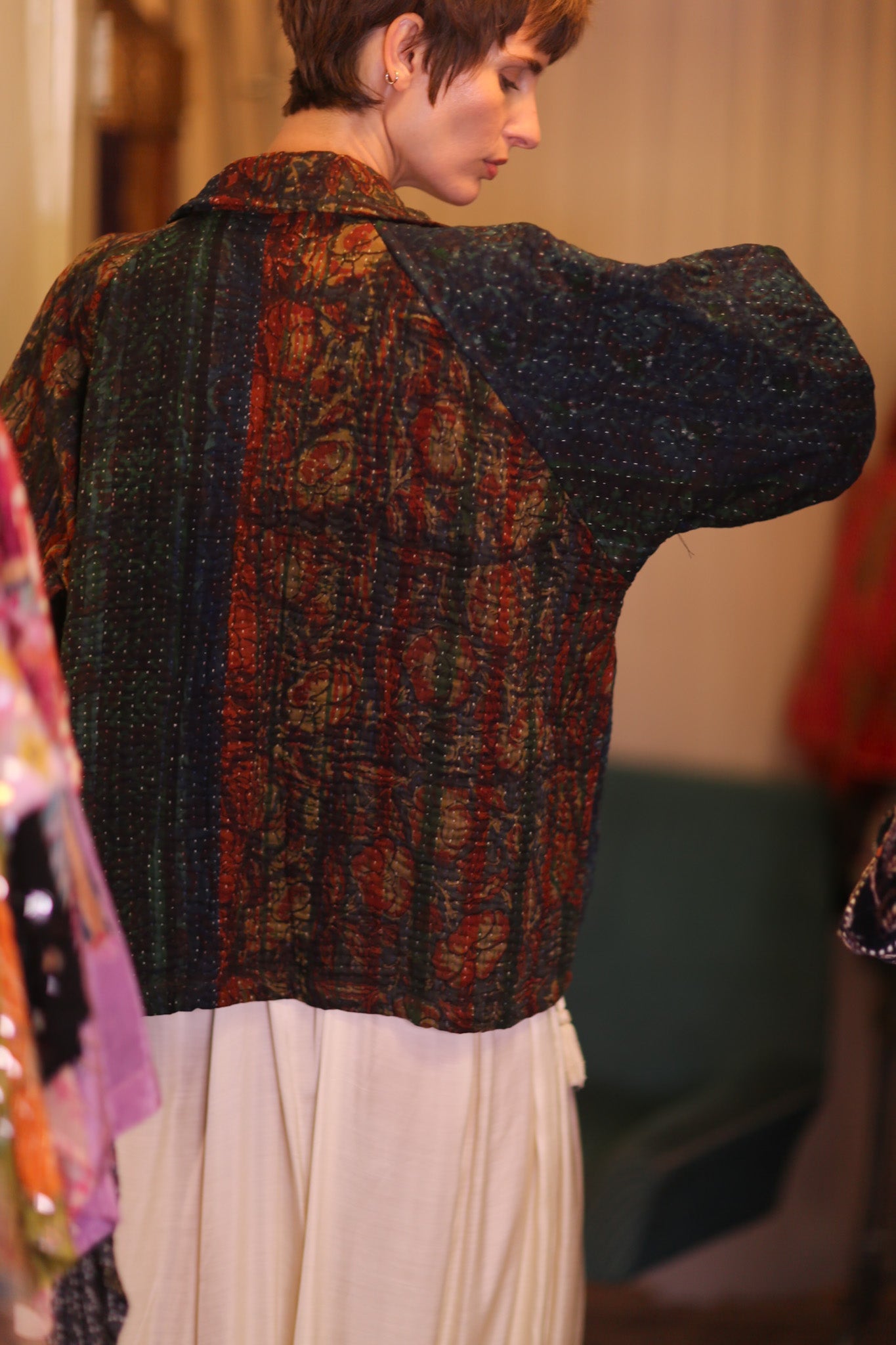 PATTERN KANTHA JACKET GARNET - BANGKOK TAILOR CLOTHING STORE - HANDMADE CLOTHING