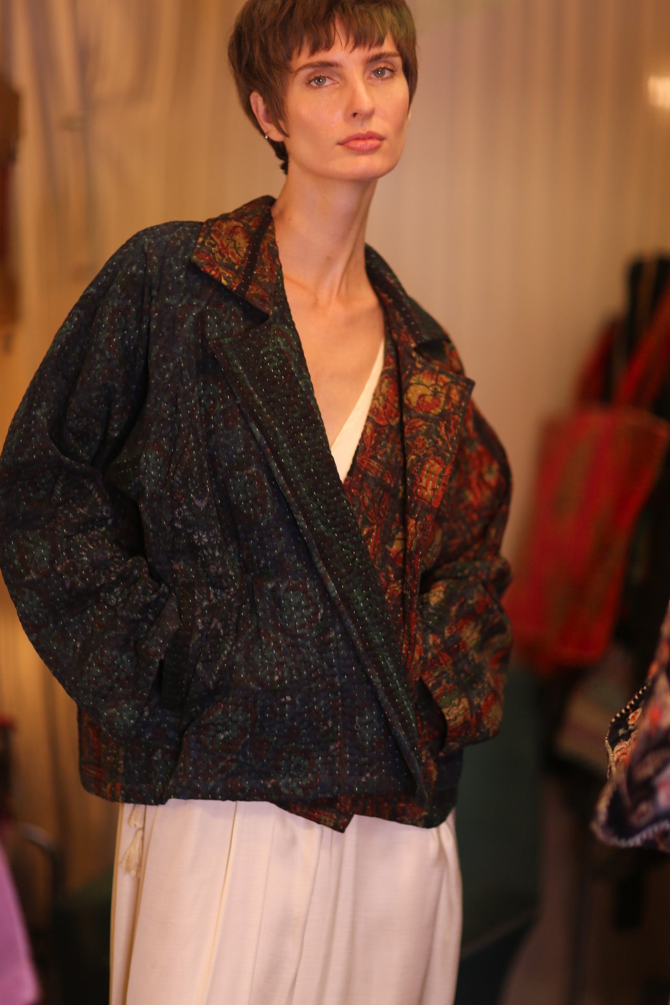 PATTERN KANTHA JACKET GARNET - BANGKOK TAILOR CLOTHING STORE - HANDMADE CLOTHING