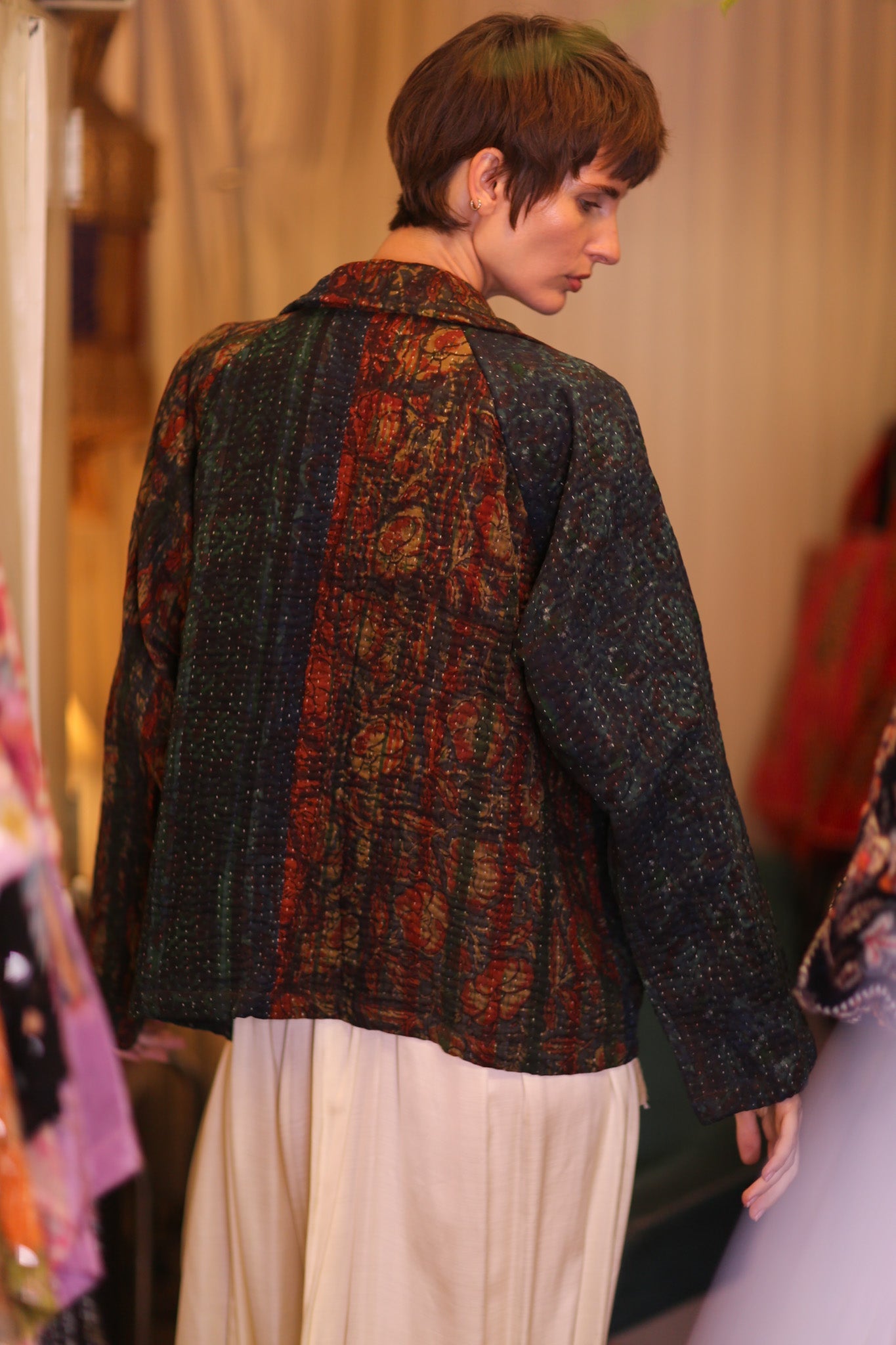 PATTERN KANTHA JACKET GARNET - BANGKOK TAILOR CLOTHING STORE - HANDMADE CLOTHING