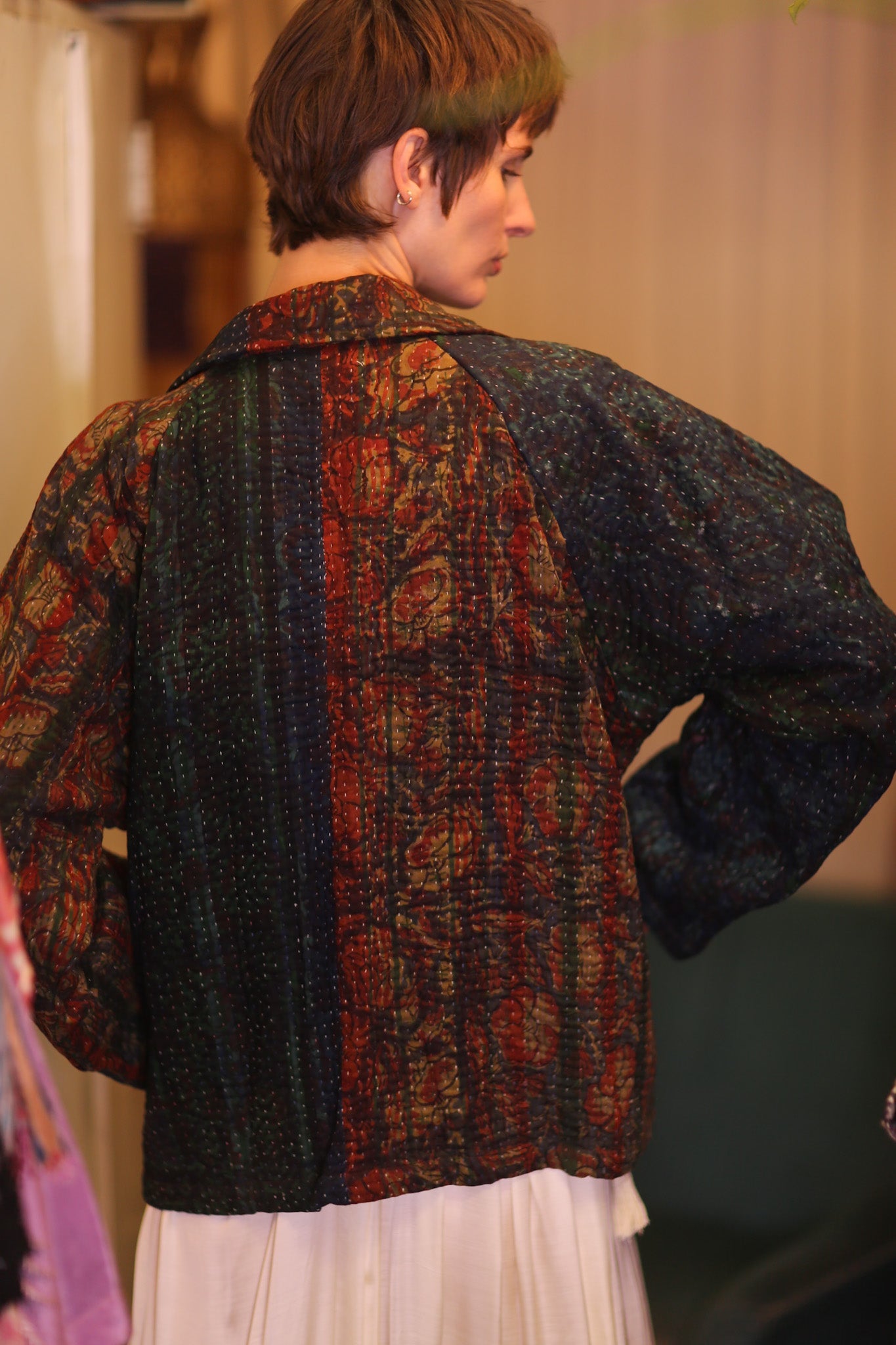 PATTERN KANTHA JACKET GARNET - BANGKOK TAILOR CLOTHING STORE - HANDMADE CLOTHING