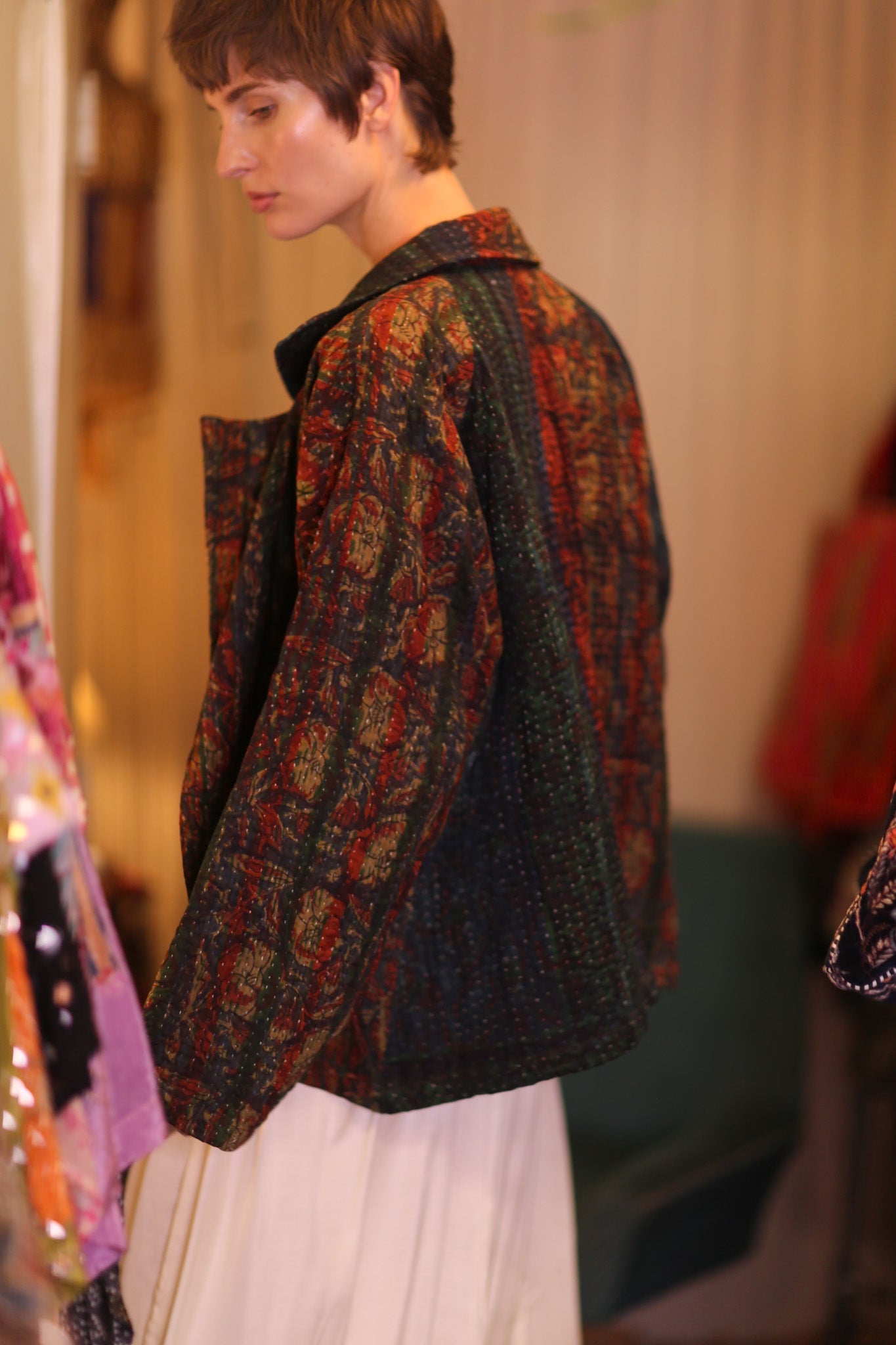 PATTERN KANTHA JACKET GARNET - BANGKOK TAILOR CLOTHING STORE - HANDMADE CLOTHING