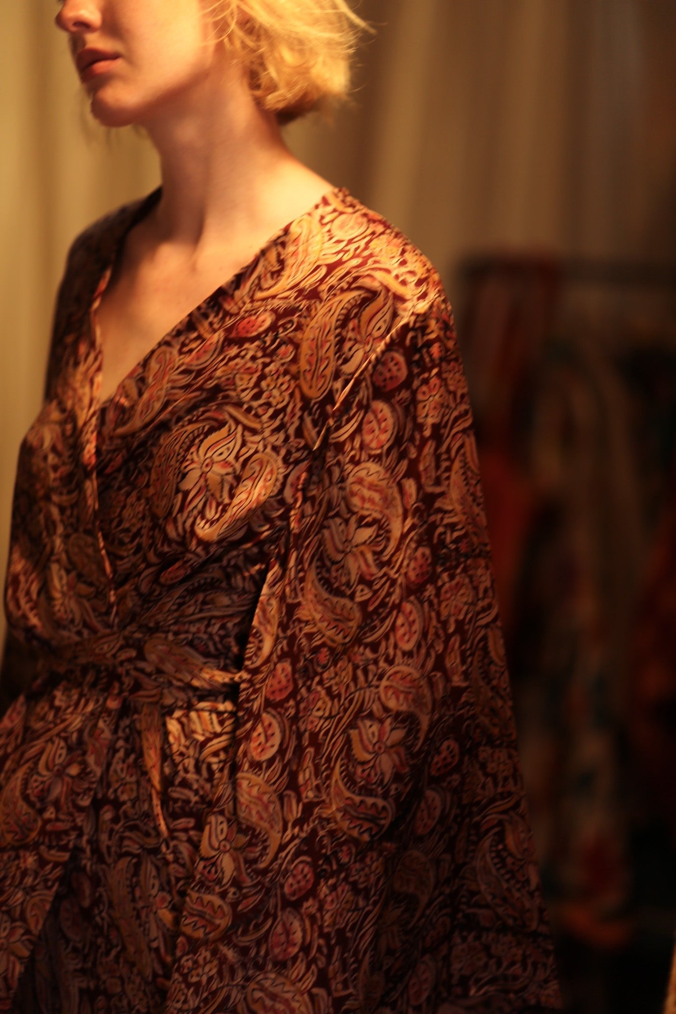 PINA SILK KIMONO CARNIVORE RED - BANGKOK TAILOR CLOTHING STORE - HANDMADE CLOTHING