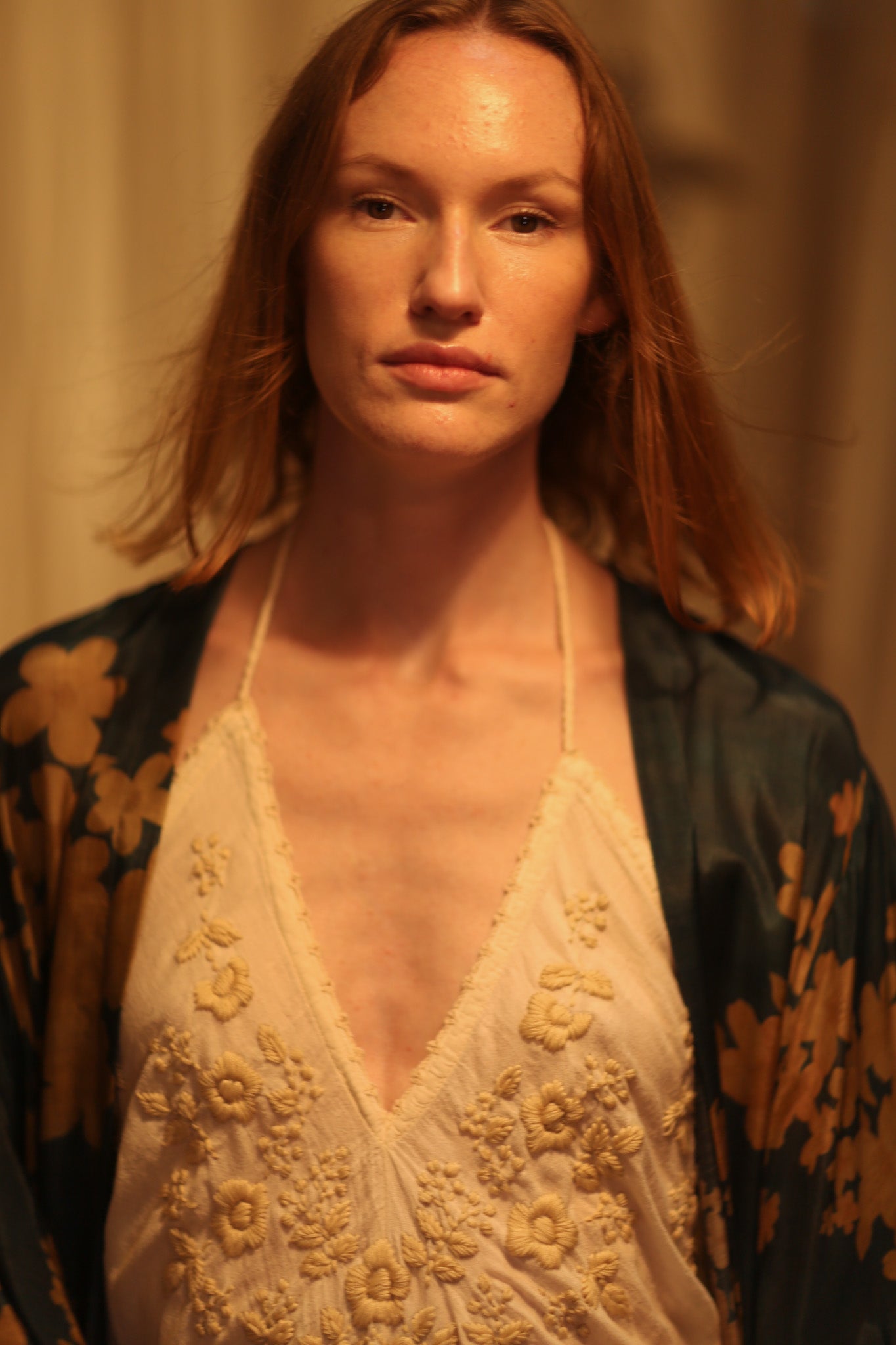 PINA SILK KIMONO GOLDEN VINES - BANGKOK TAILOR CLOTHING STORE - HANDMADE CLOTHING